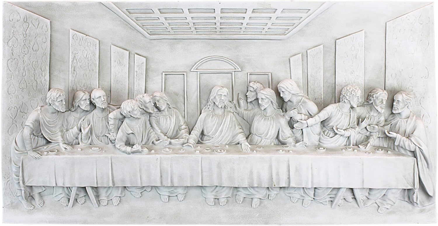 Antique White Resin Last Supper Wall Sculpture