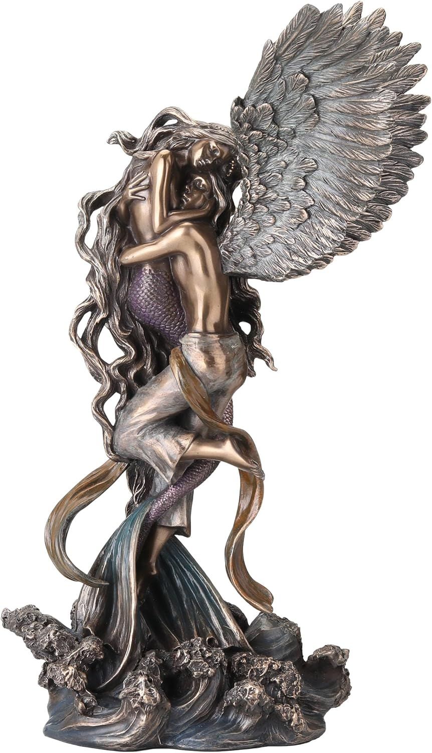 Bronze Angel and Mermaid Embrace Statue