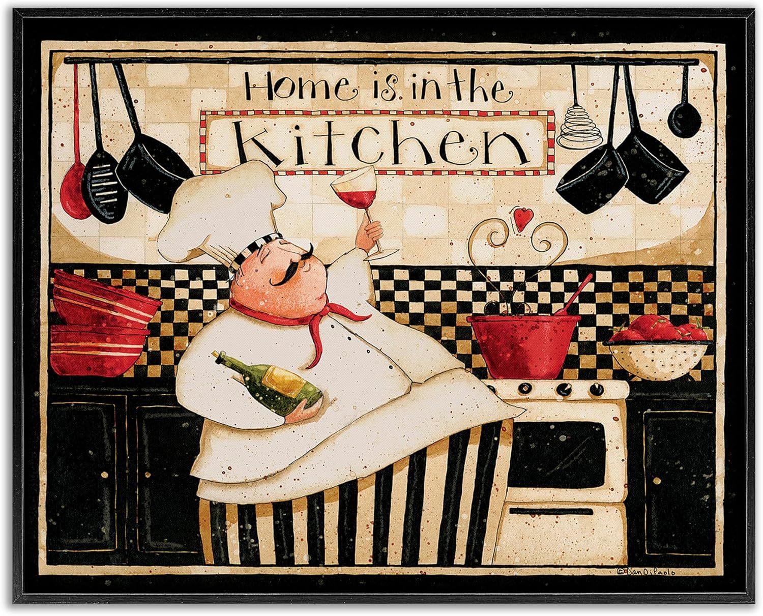 Ebony Framed Abstract Chef Canvas Print, 20" x 16"