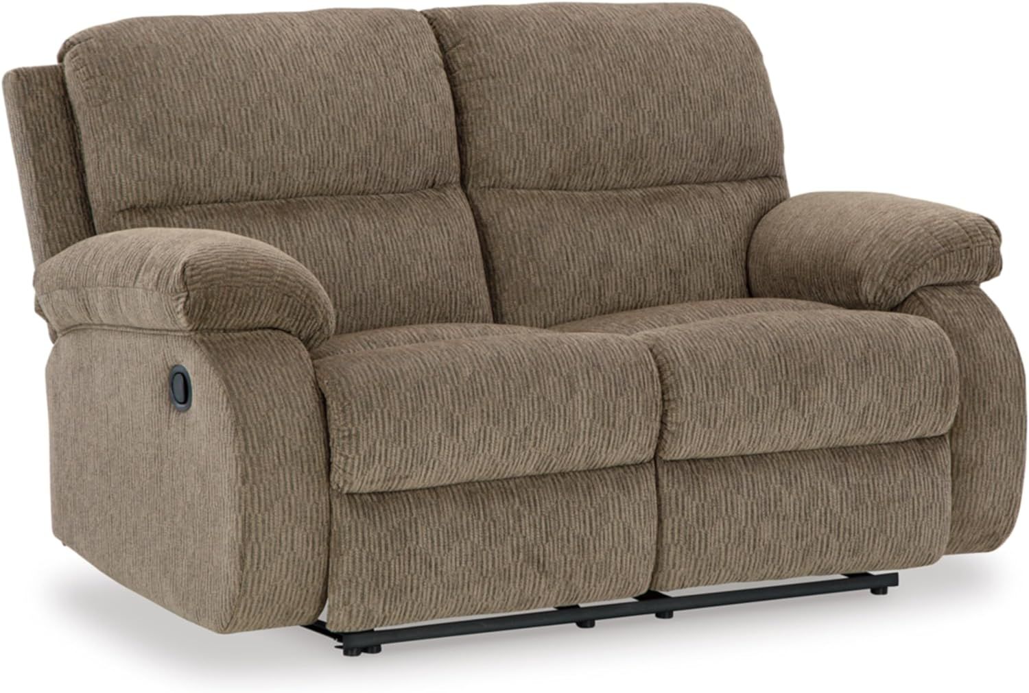 Light Brown Oak Fabric Manual Reclining Loveseat