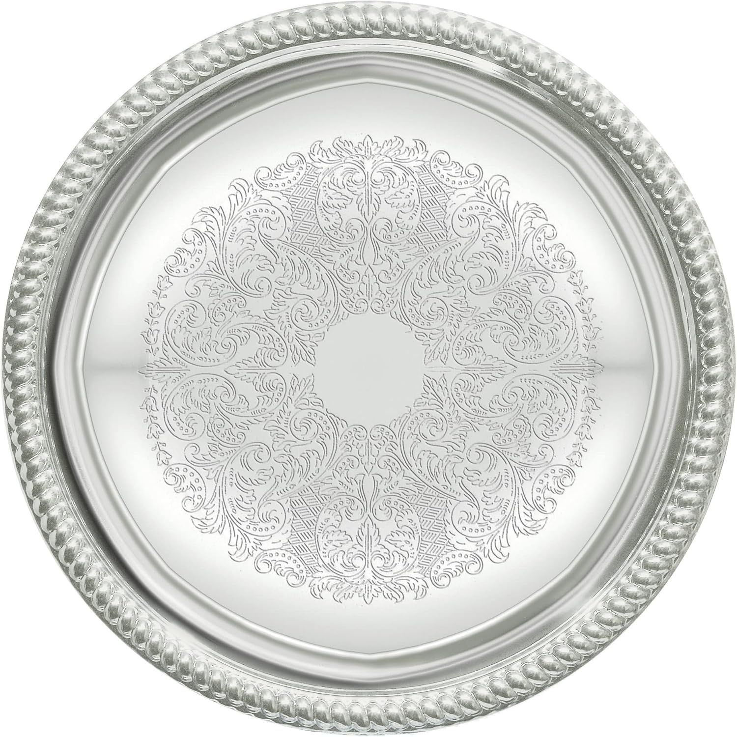 14-Inch Silver Chrome-Plated Round Serving Tray