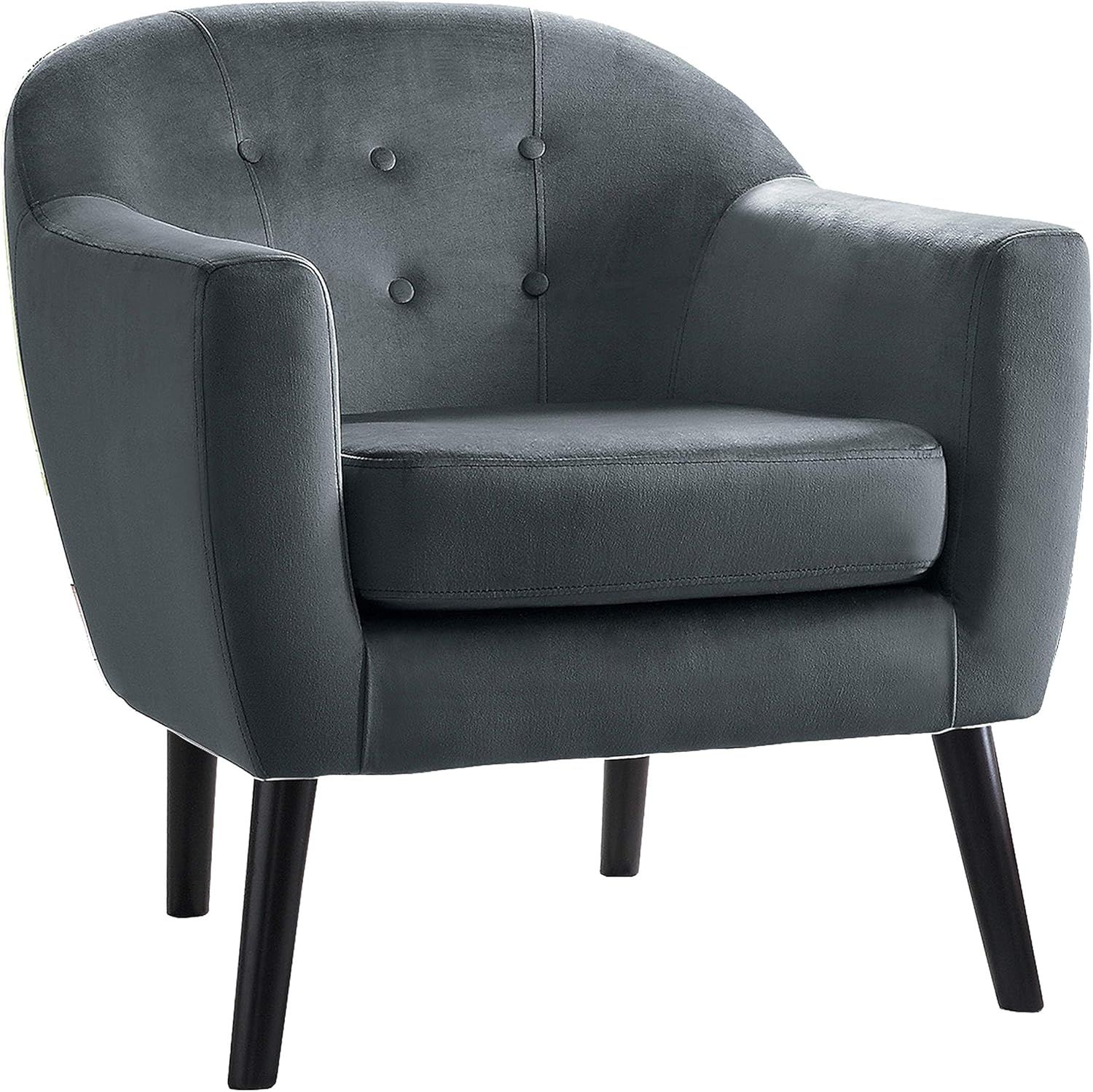 Gray Velvet Mid-Century Modern Accent Chair