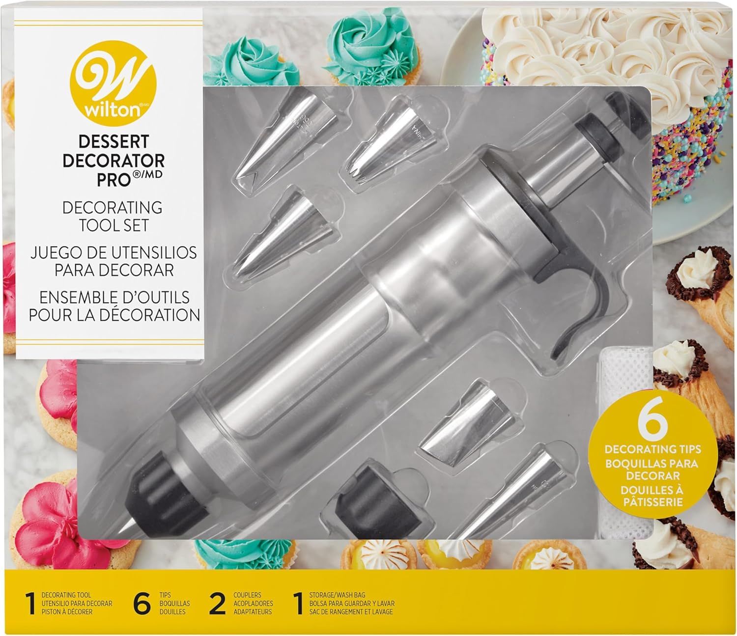 Wilton Stainless Steel Dessert Decorator Pro with 6 Tips