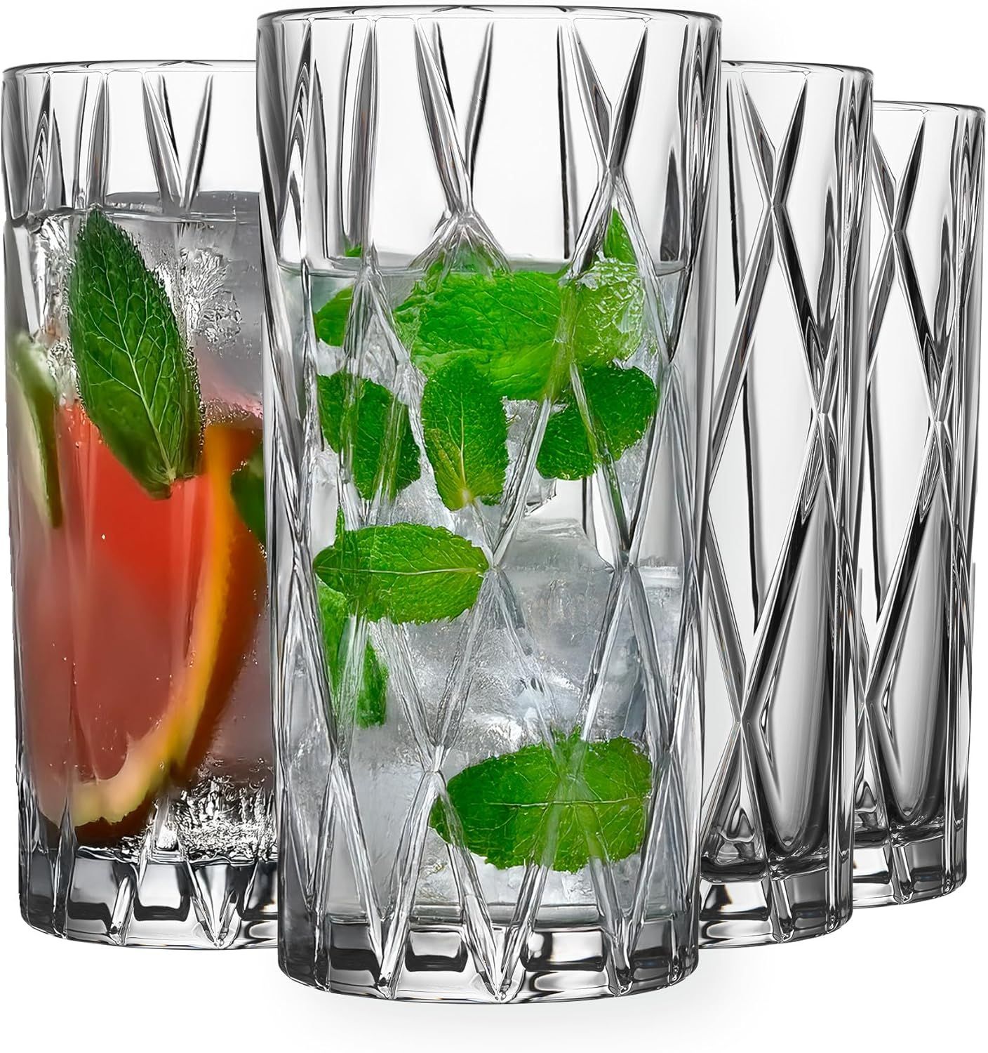 Orrefors Crystal Highball Glass Set with Asymmetric Design