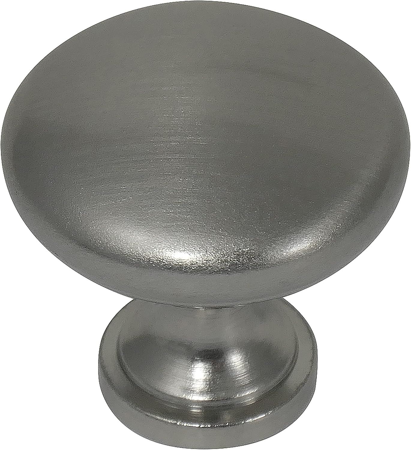 Satin Nickel Round Cabinet Knob with Mounting Hardware