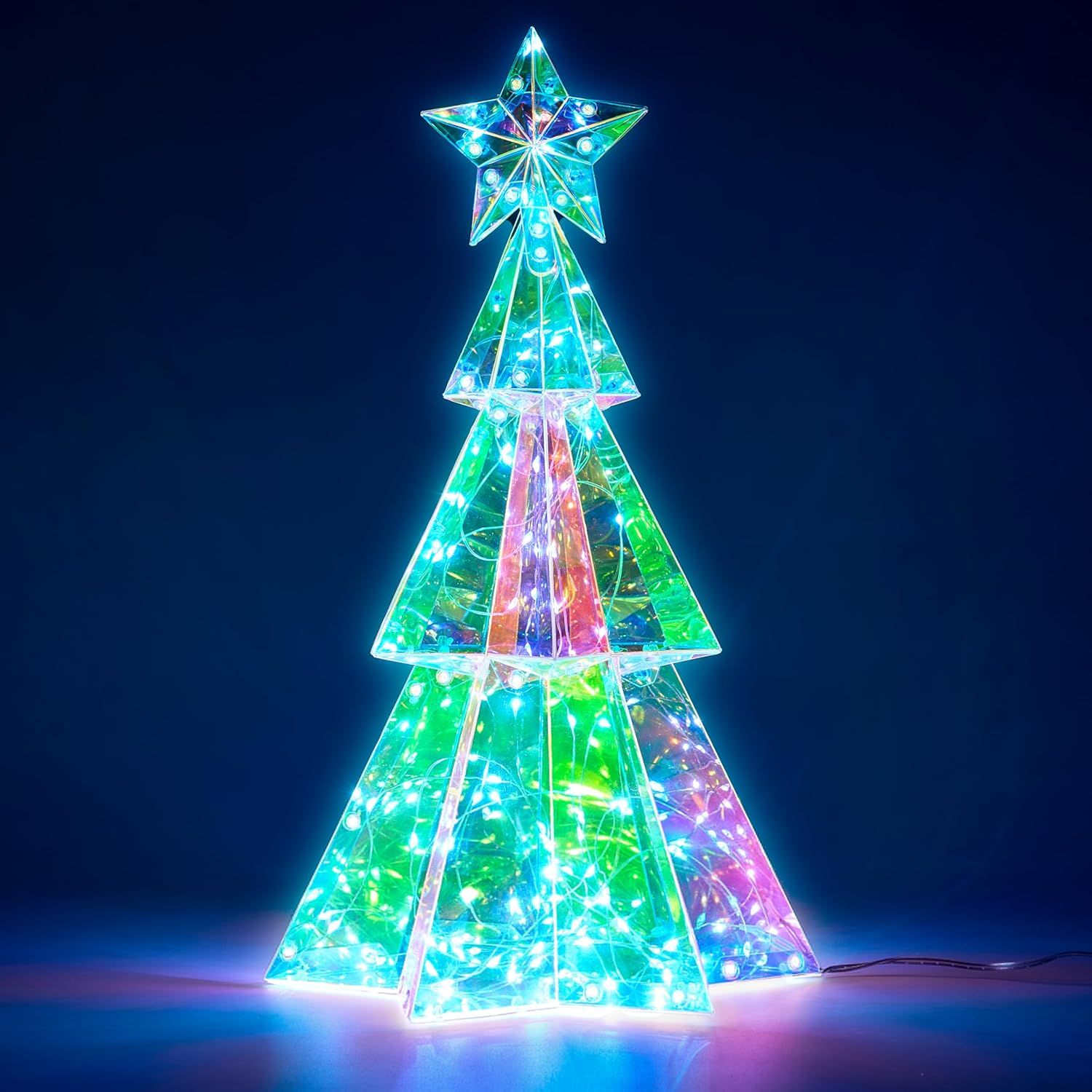 15" Multicolor Prismatic PVC Christmas Tree Light