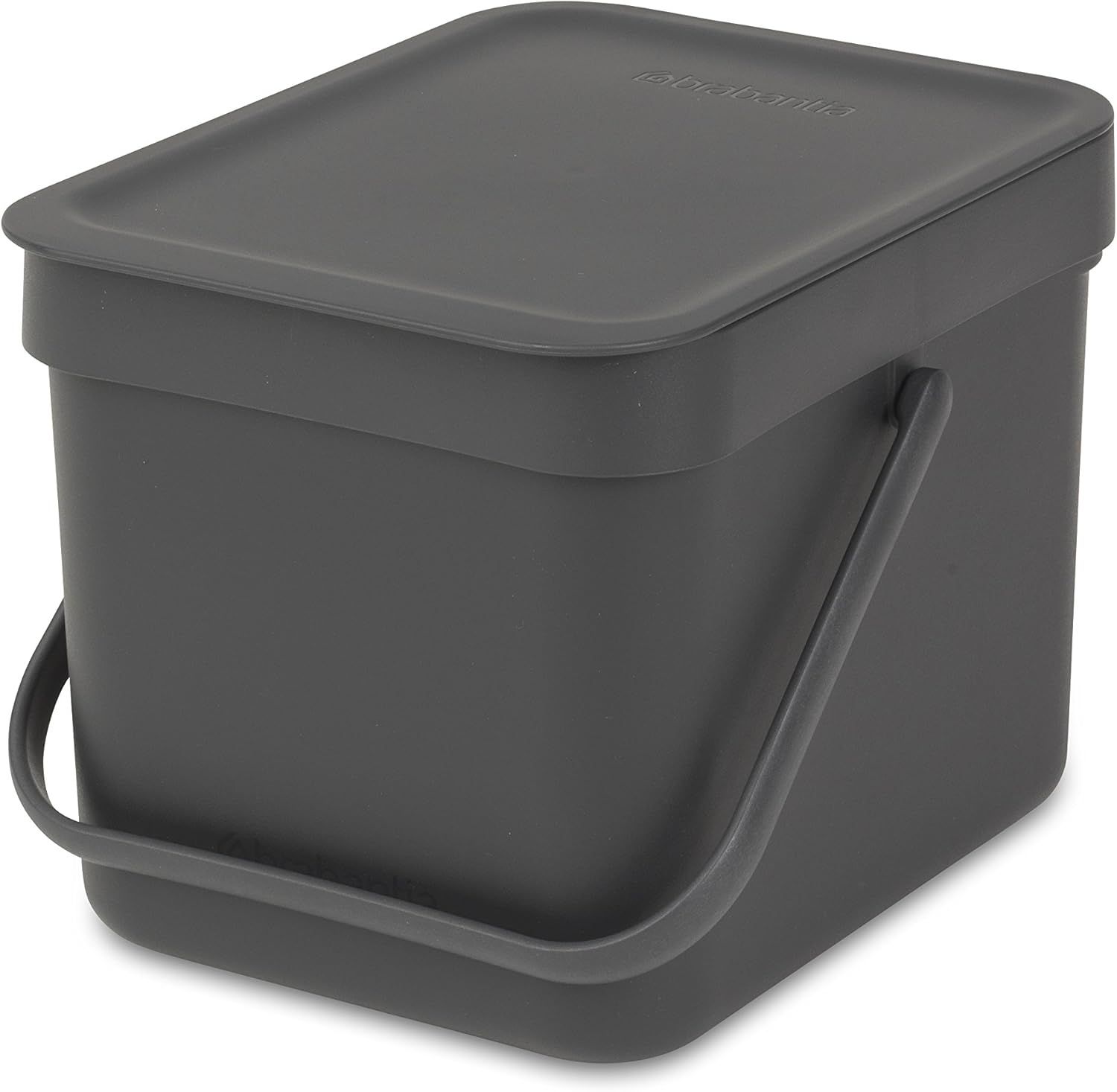 Gray Polypropylene 1.6 Gallon Kitchen Recycling Bin with Handle