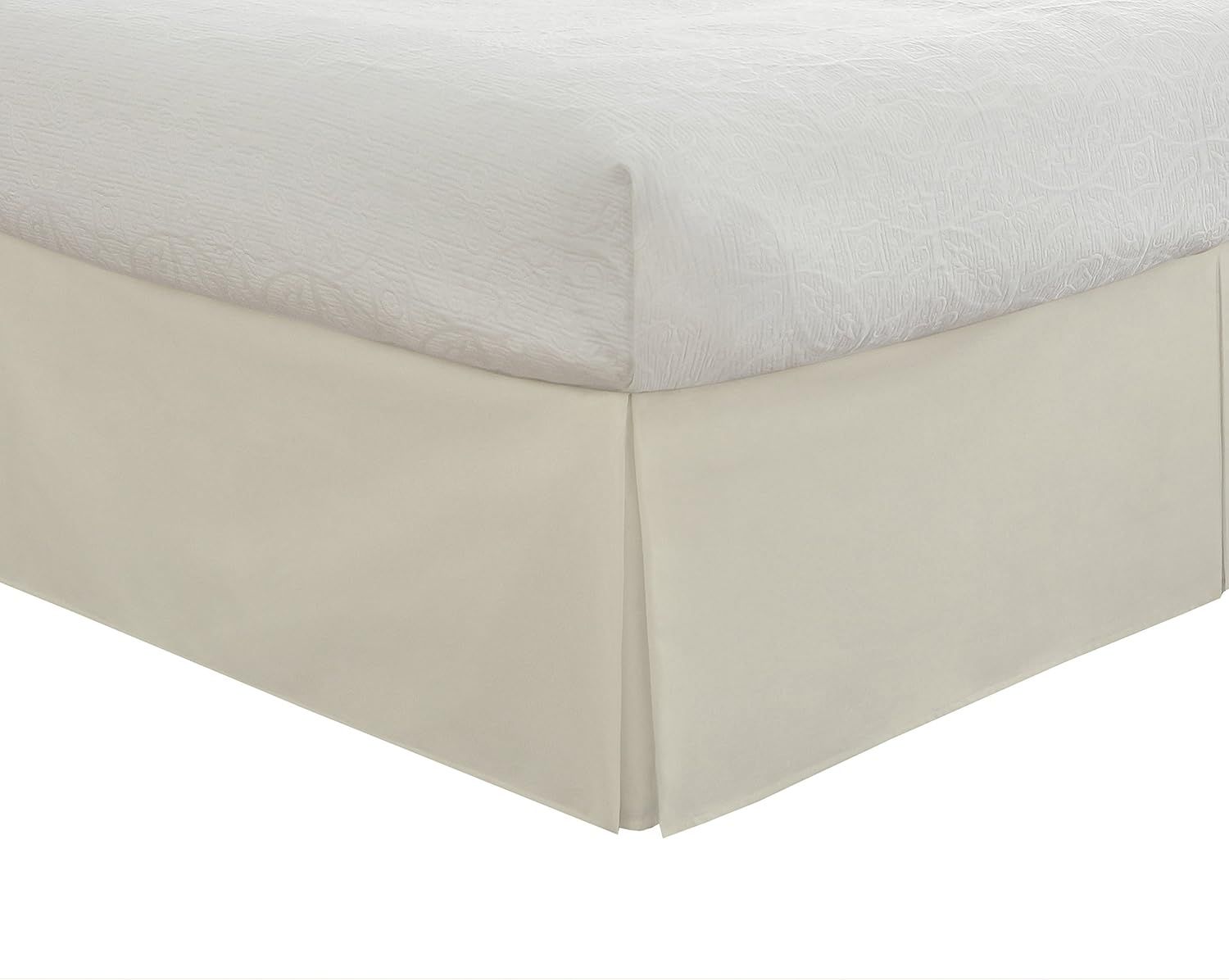 Ivory Twin Polyester Tailored Bed Skirt with 14" Drop