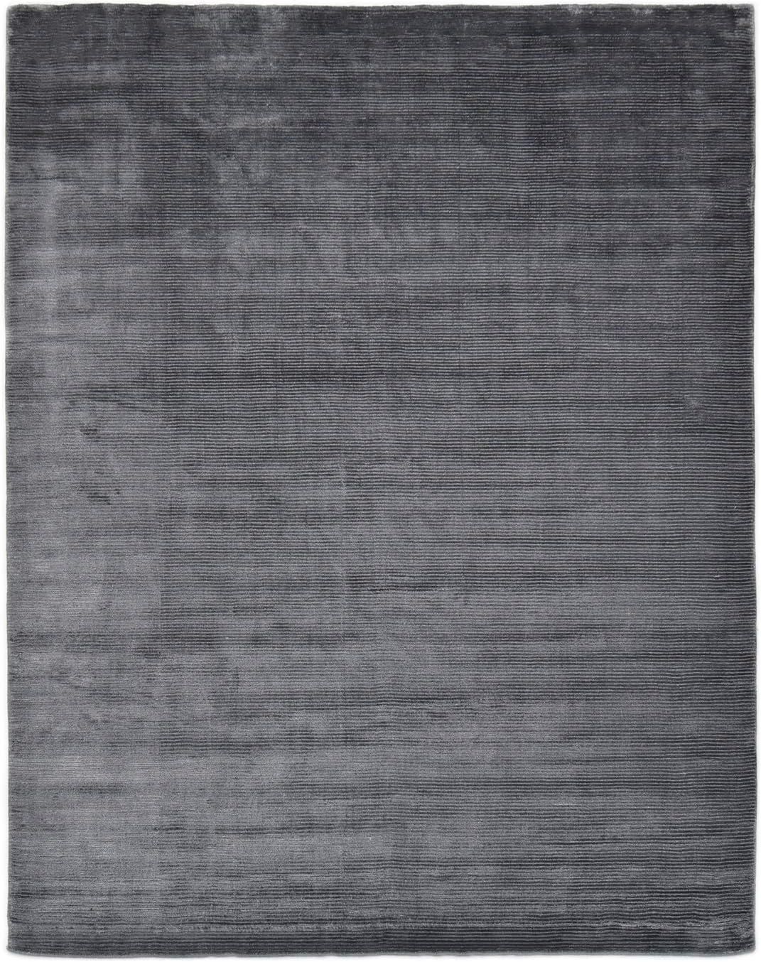 Luxe Dark Gray Loom-Knotted 8' x 10' Wool-Viscose Blend Area Rug