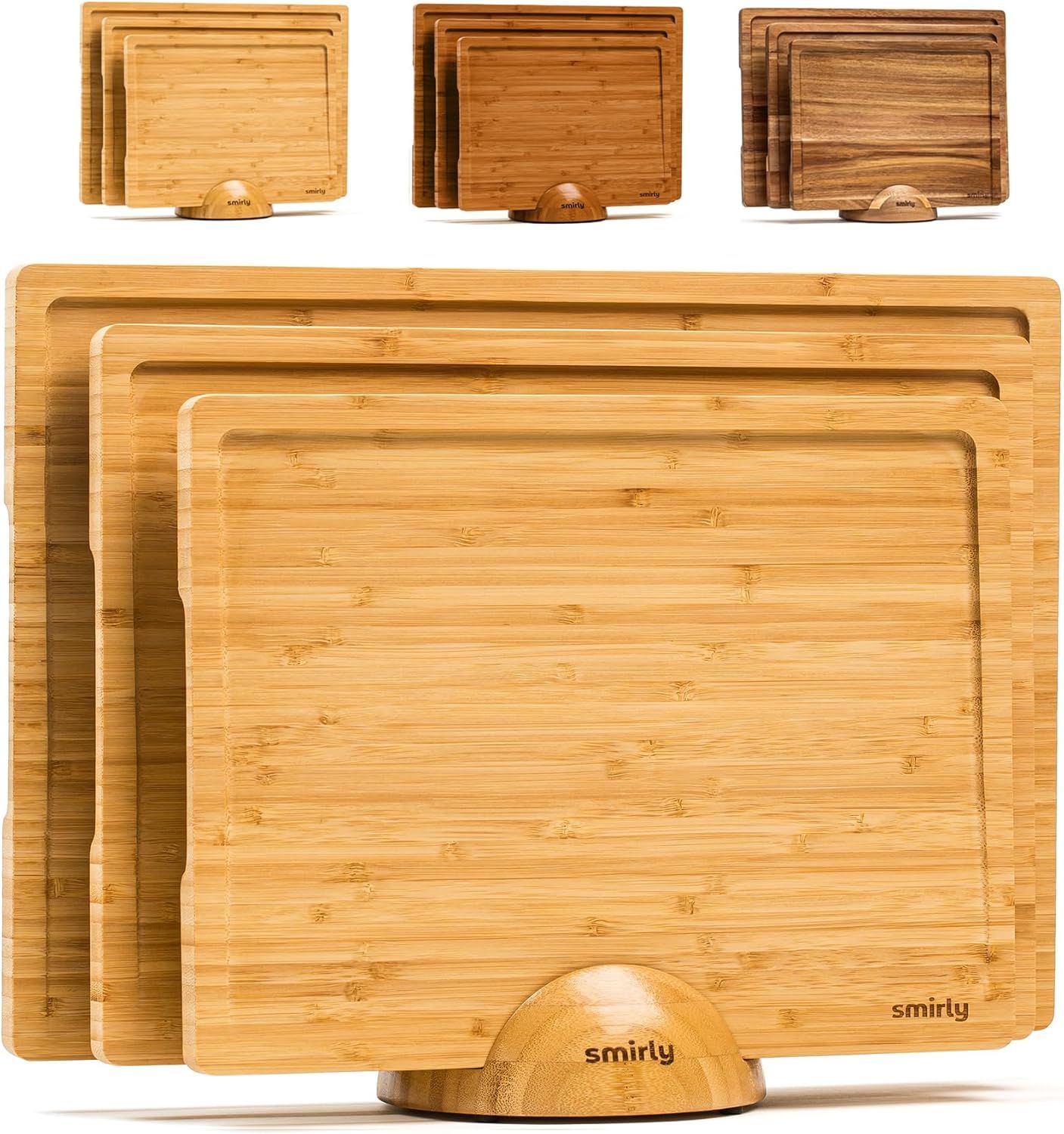 3-Piece Bamboo Cutting Board Set with Holder