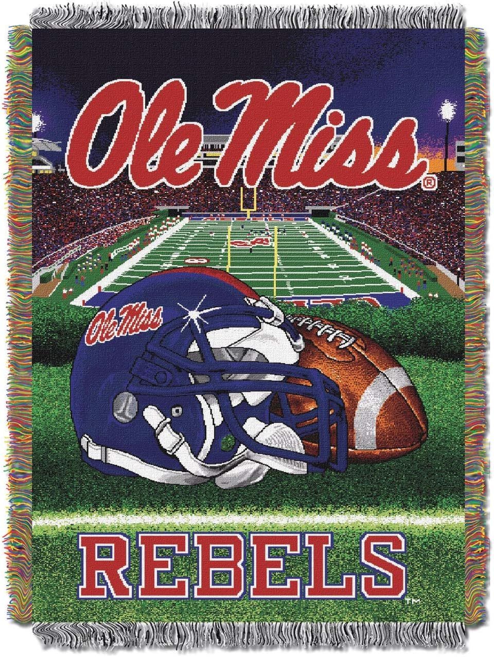 Ole Miss Rebels Woven Tapestry Throw Blanket with Fringes