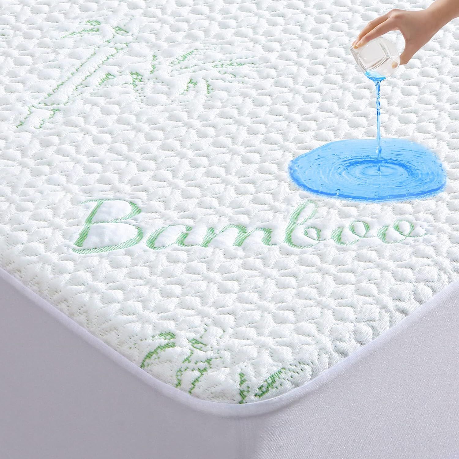 Queen Size White Bamboo Waterproof Mattress Protector