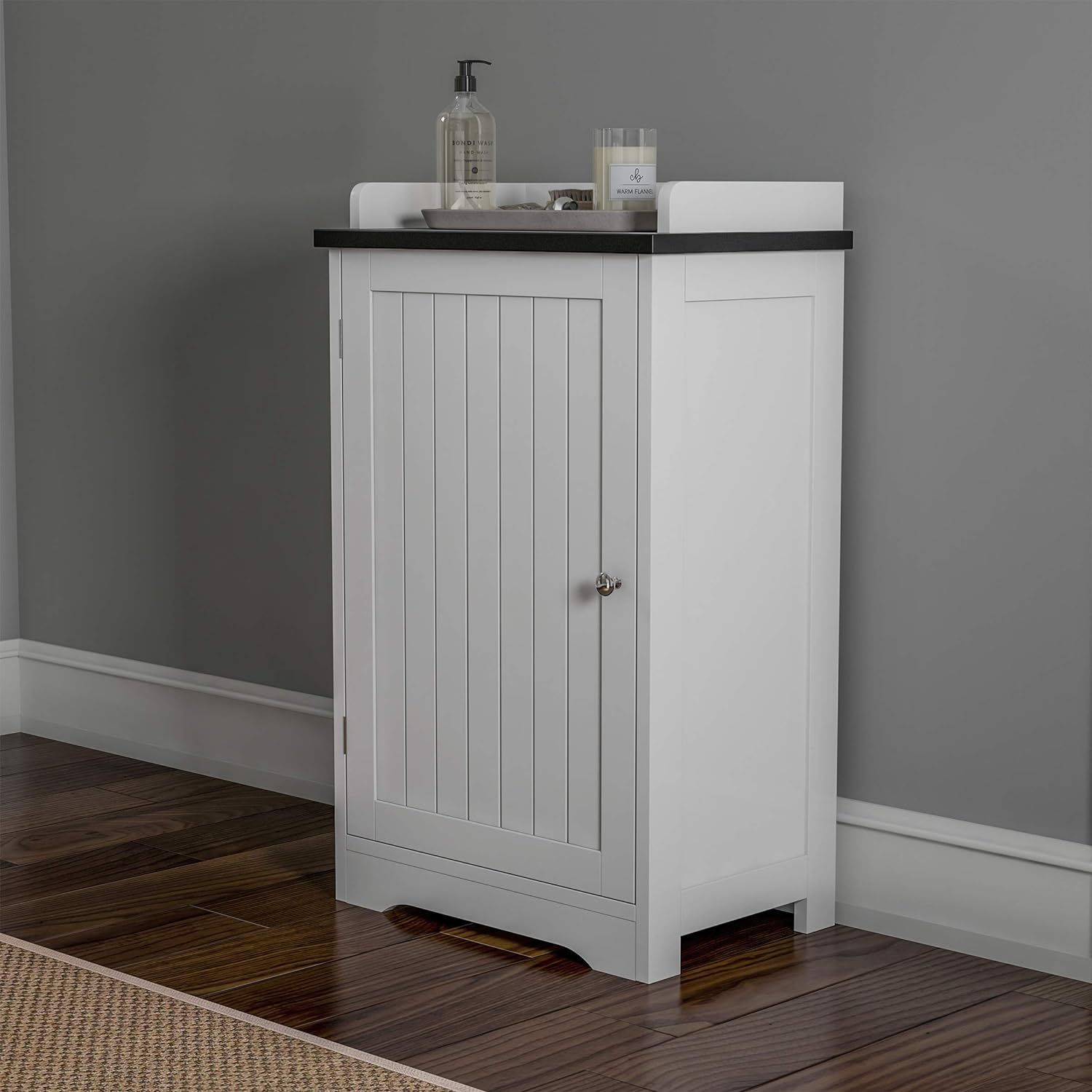 White Shaker Style Freestanding Cabinet with Adjustable Shelves