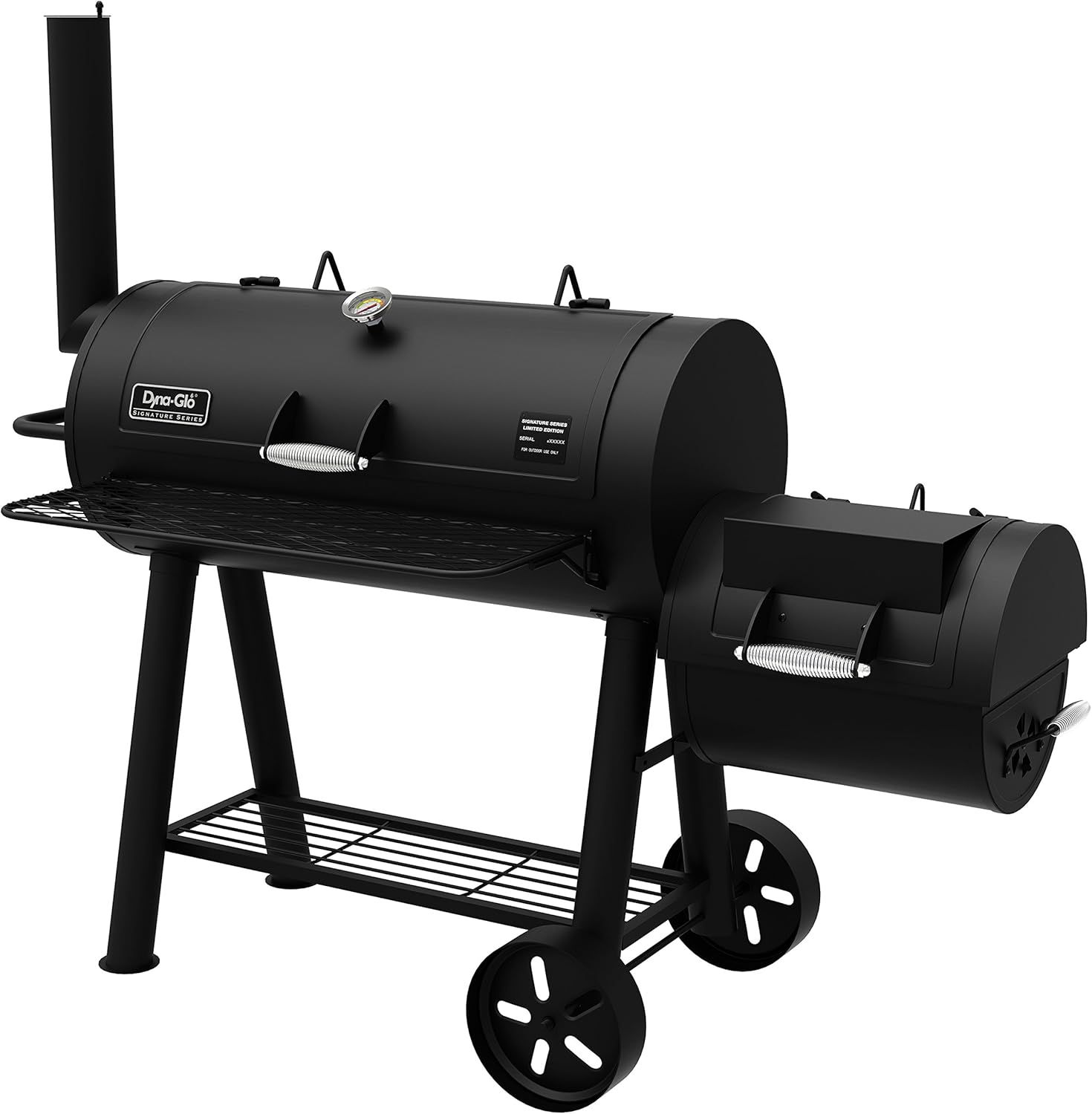 Black Steel Built-In Charcoal Grill with Smoker