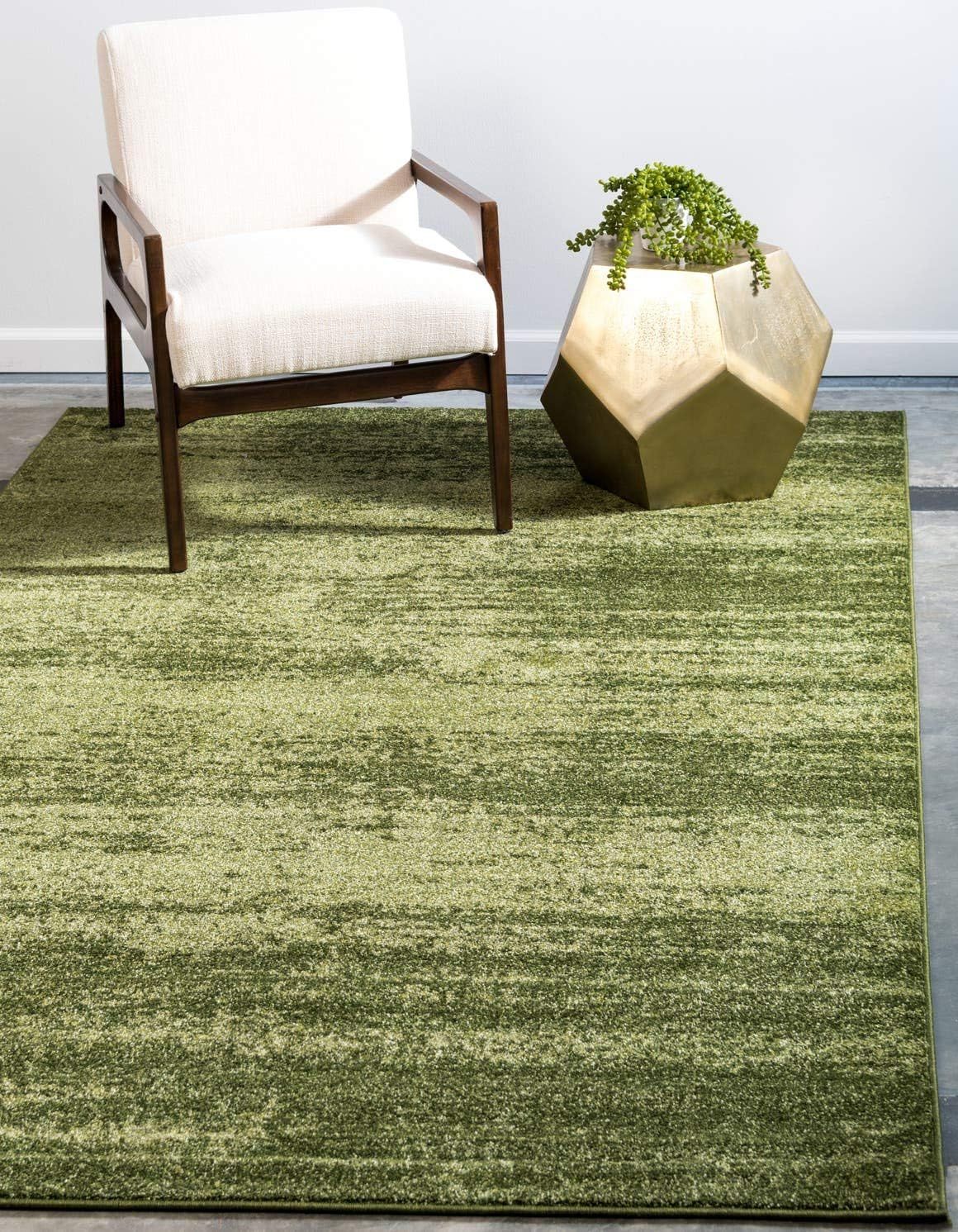 Green Tufted Washable Reversible Rectangular Area Rug