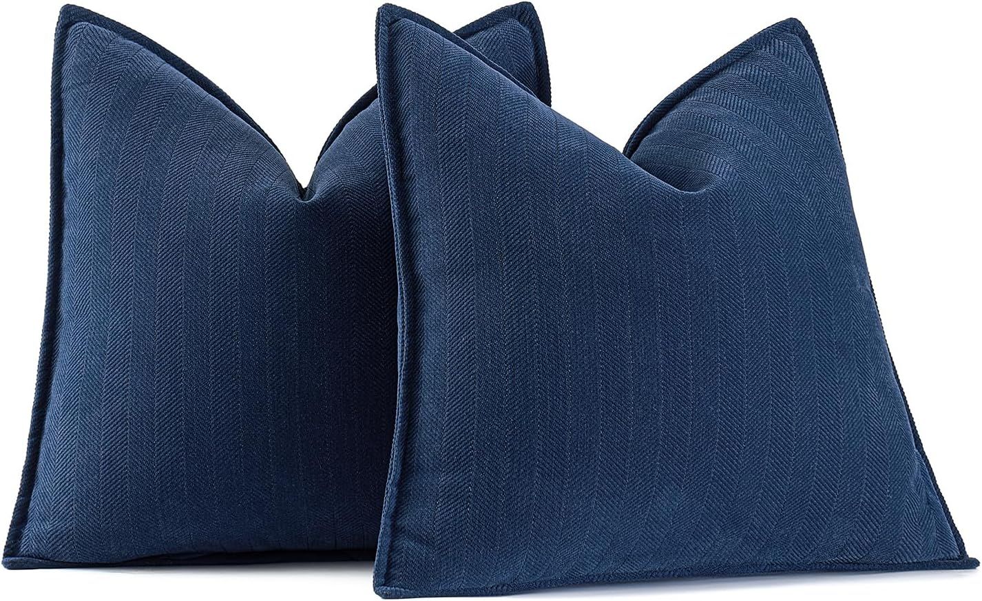 Navy Blue Chenille 18x18 Inch Decorative Pillow Covers, Pack of 2