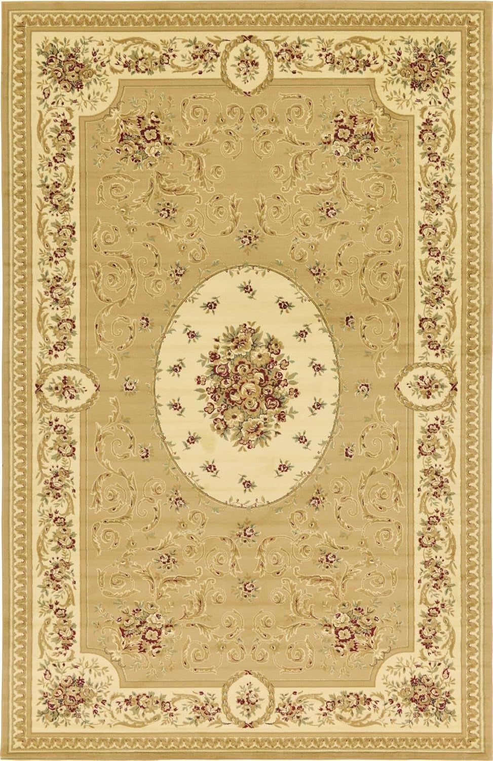 Versailles Tan and Ivory Floral Rectangular Area Rug