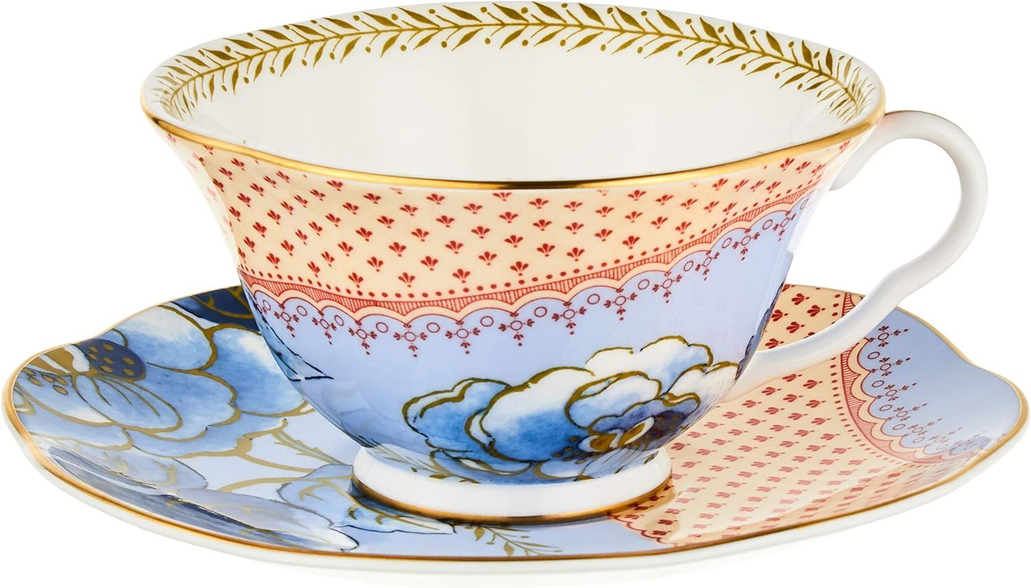 Butterfly Bloom Blue Peony Fine Bone China Teacup & Saucer Set