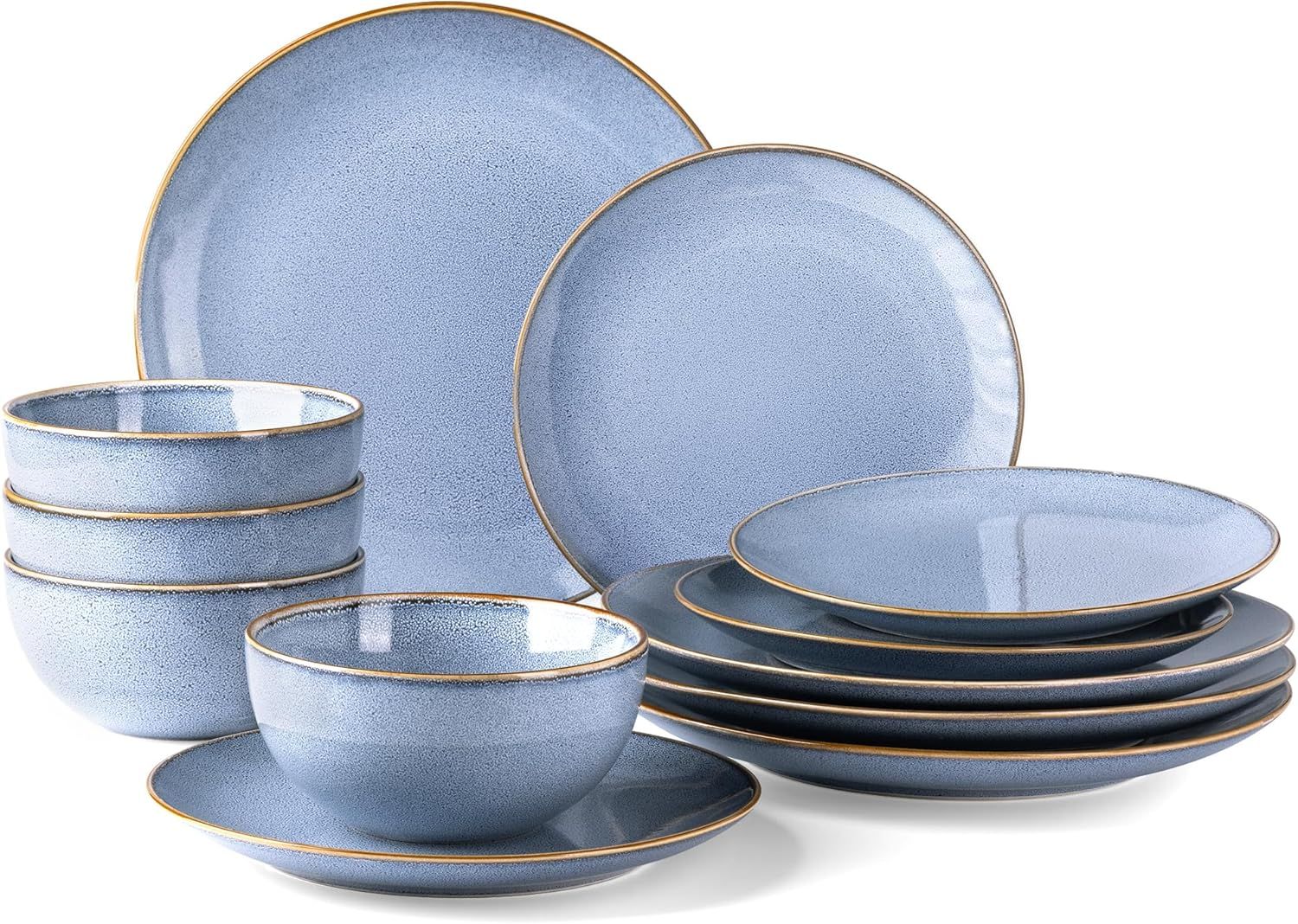 Brunnera Blue and White Porcelain Dinnerware Set for 4