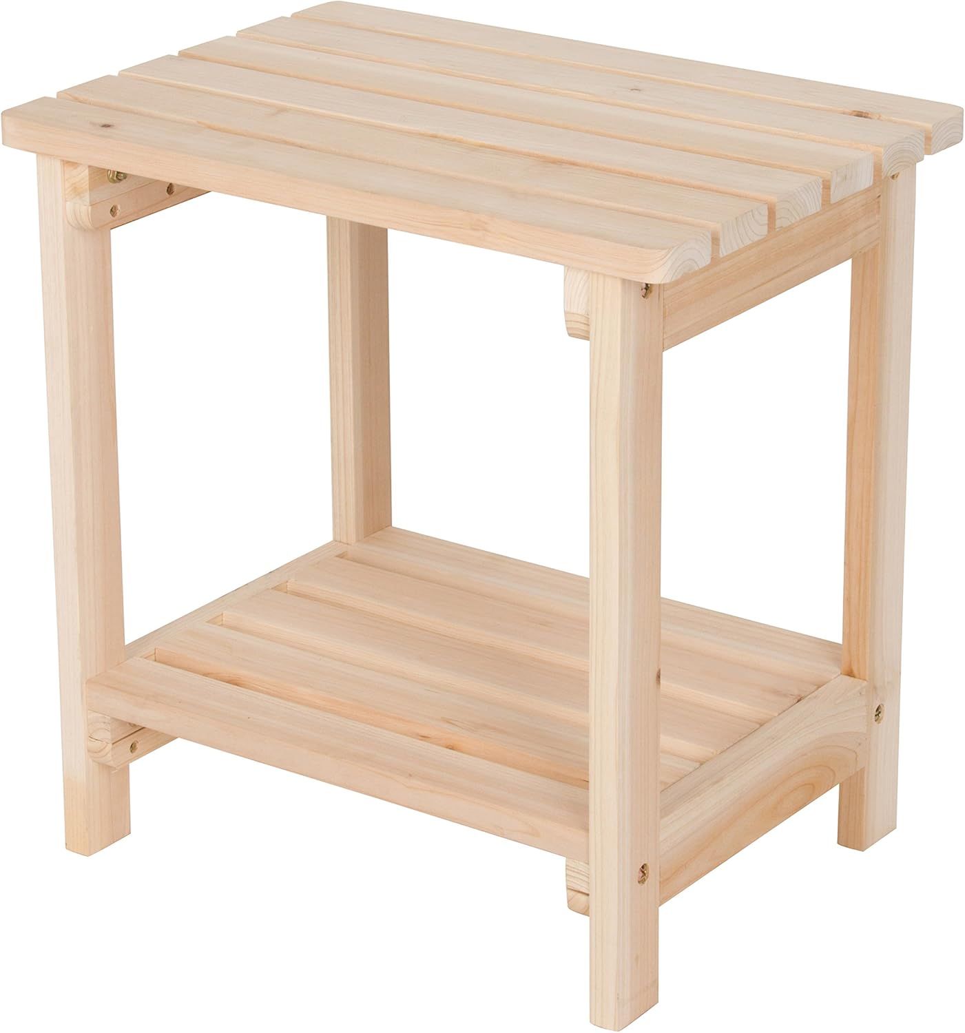 Natural Cedar Rectangular Outdoor Side Table with Shelf