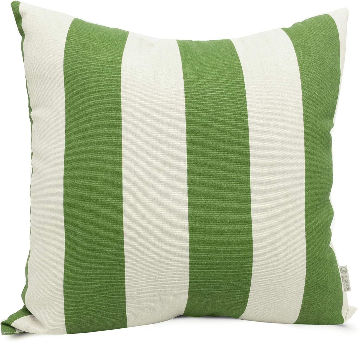 Sage and White Striped Outdoor Square Pillow