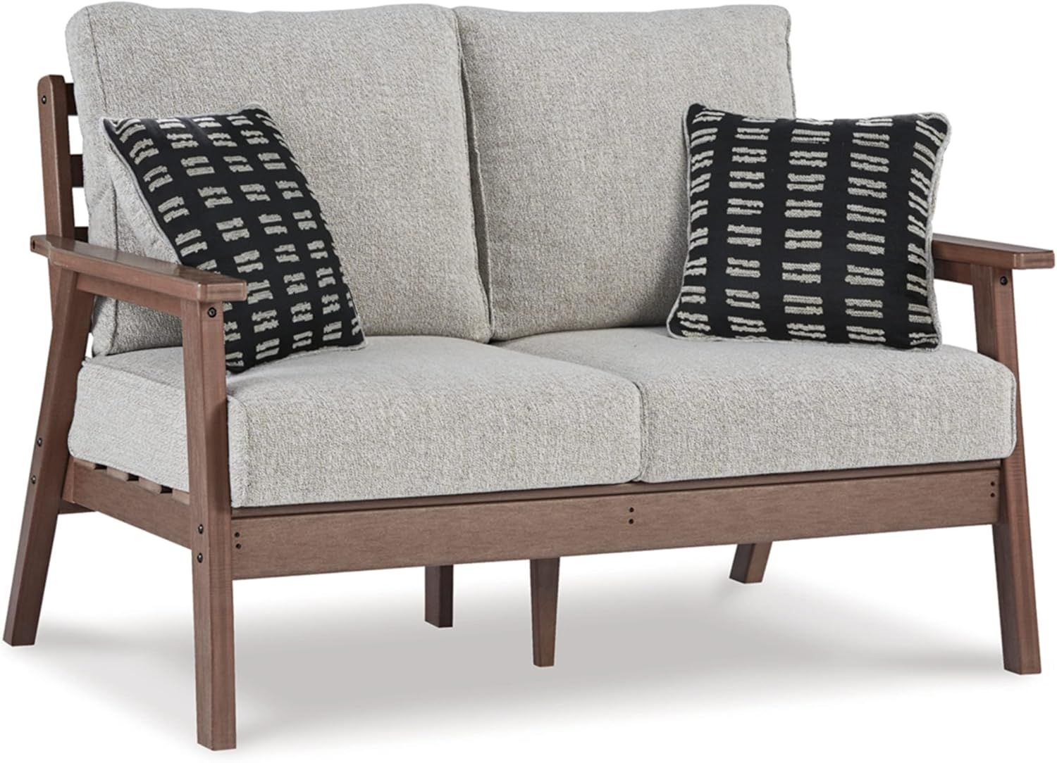 Gray Transitional Wood Frame Two-Seater Outdoor Loveseat