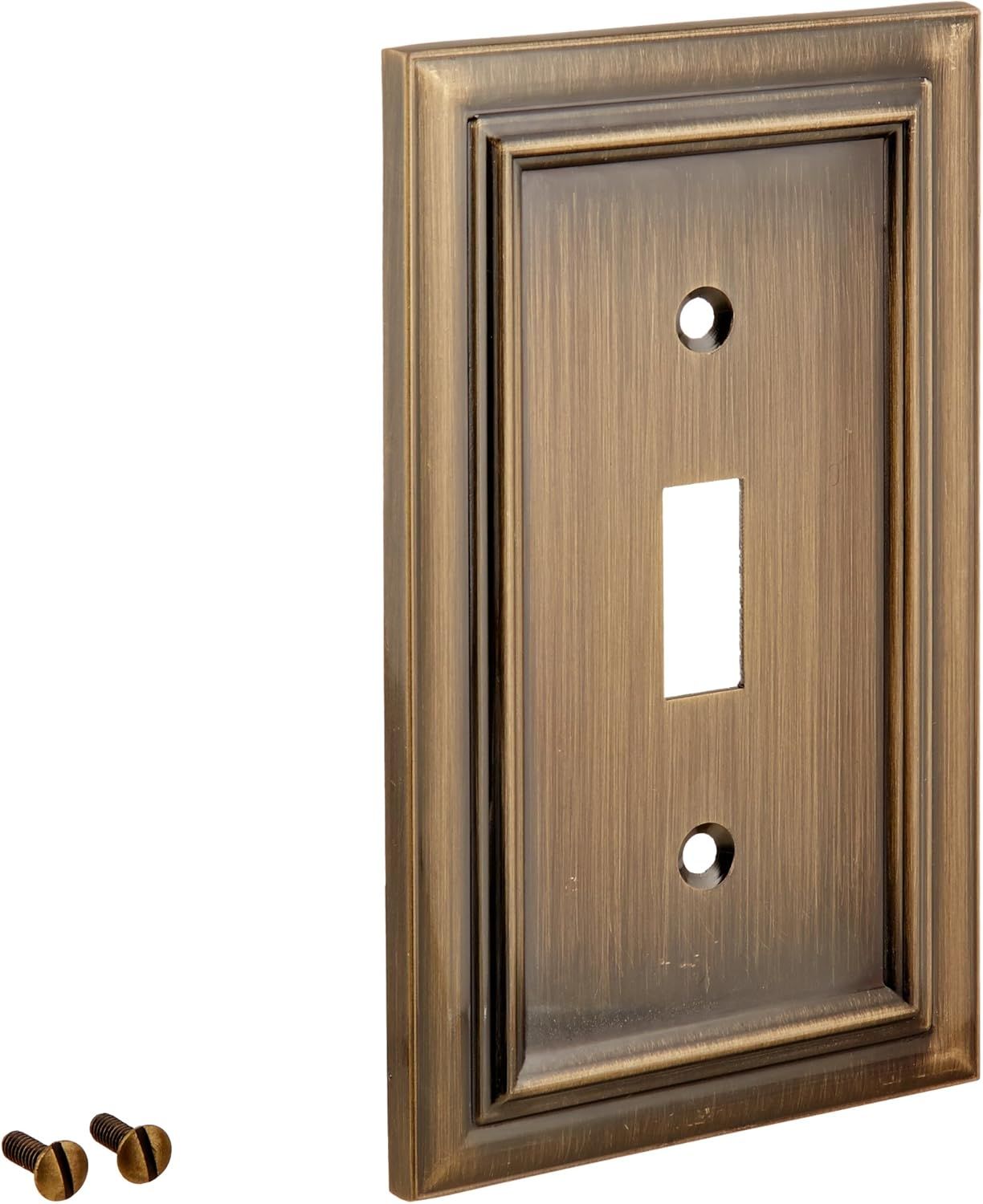 Brushed Brass Single Toggle Cast Metal Wallplate