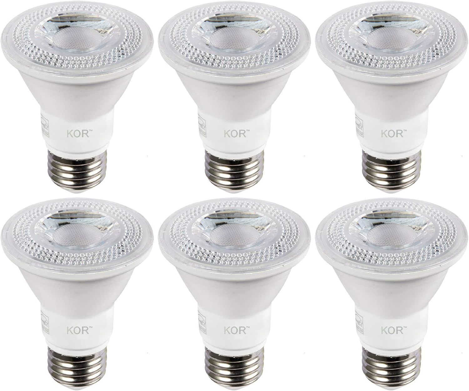 KOR 6-Pack White Dimmable LED PAR20 Flood Light Bulbs