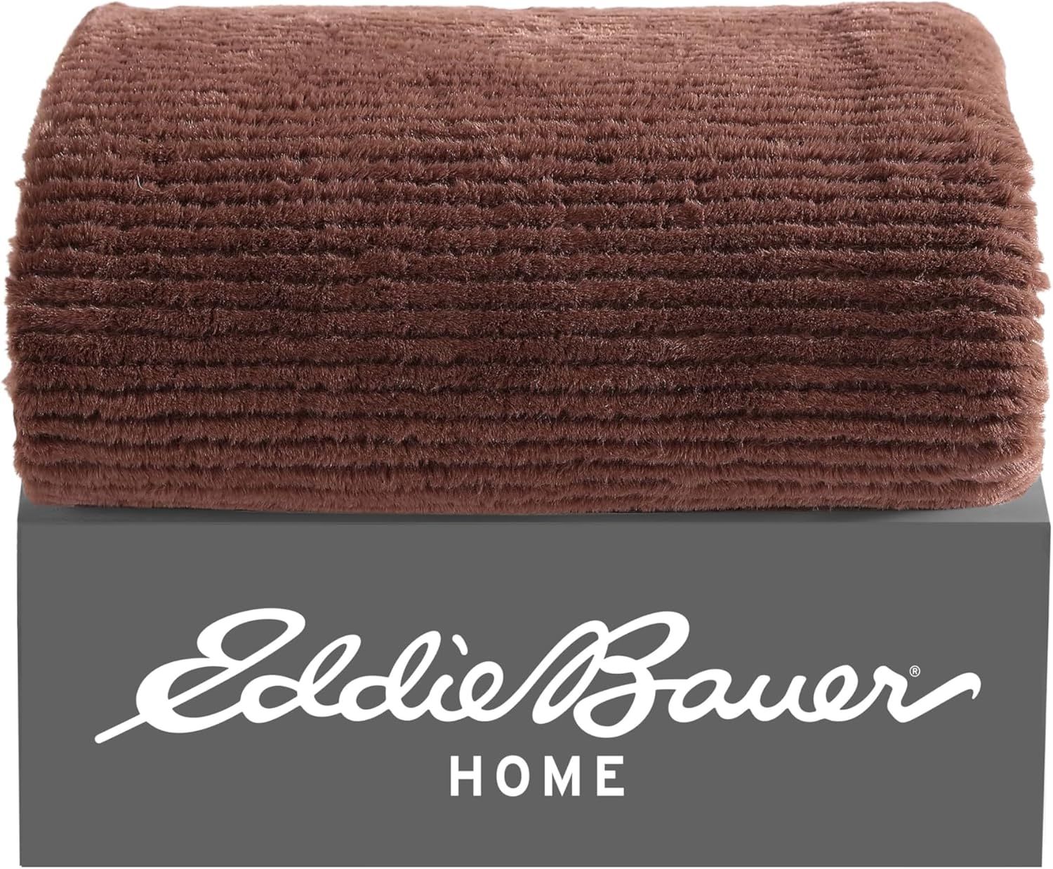 Brown Ribbed Reversible Fleece Sherpa Throw Blanket