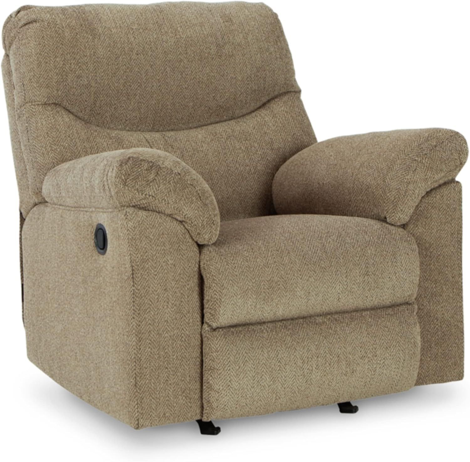 Briar Light Brown Polyester Rocker Recliner with Metal Frame