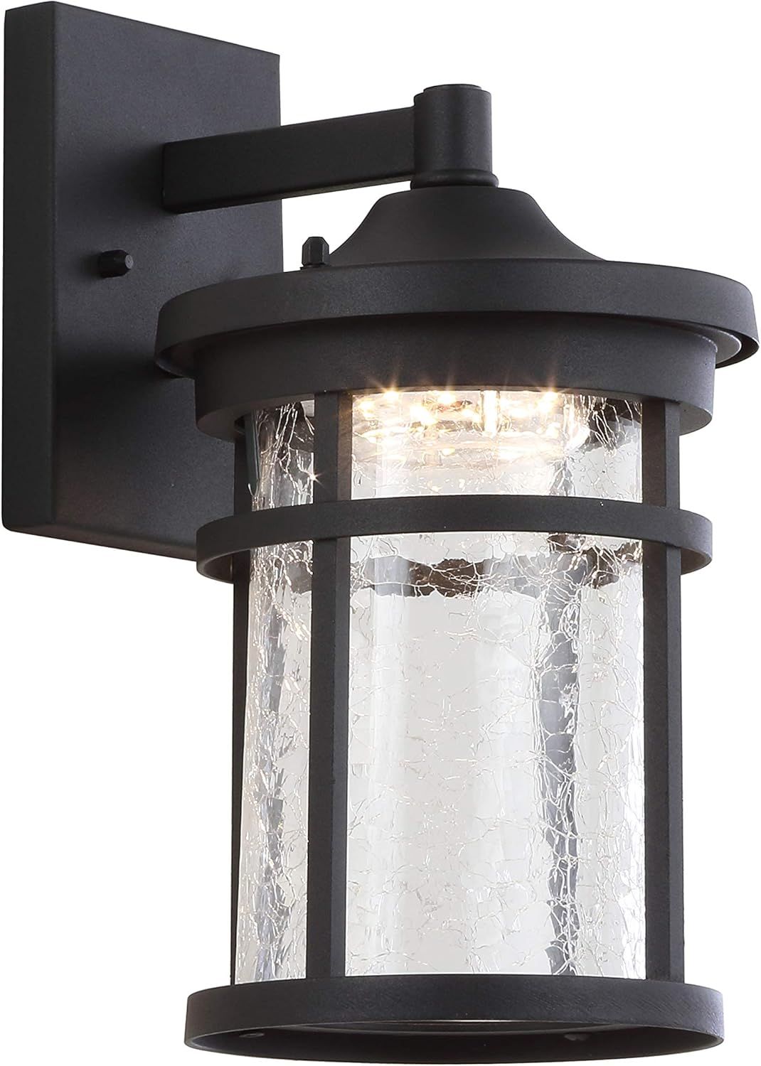 Campo 7.75" Black Iron Outdoor Wall Lantern with Crackled Glass