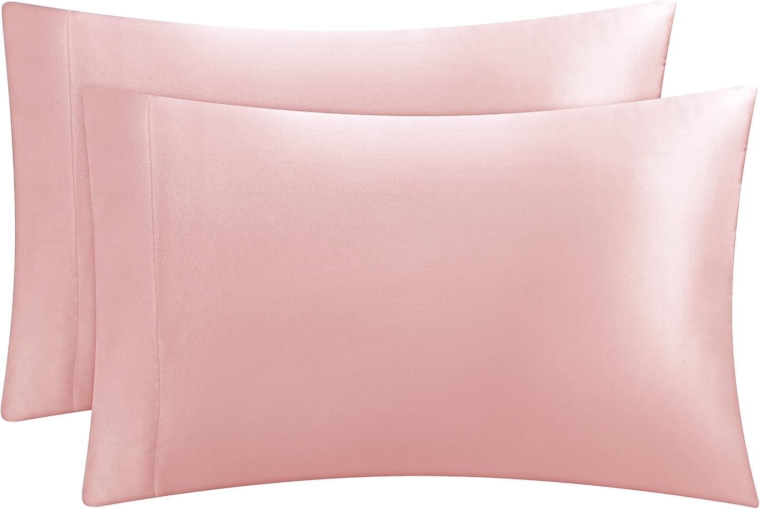 Luxurious Pink Satin Silk Standard Pillowcases Set