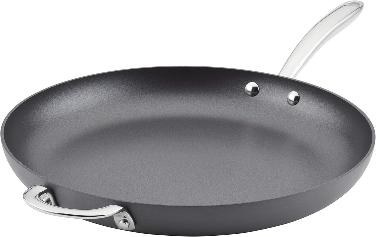 Gray 14-Inch Hard Anodized Nonstick Frying Pan with Helper Handle