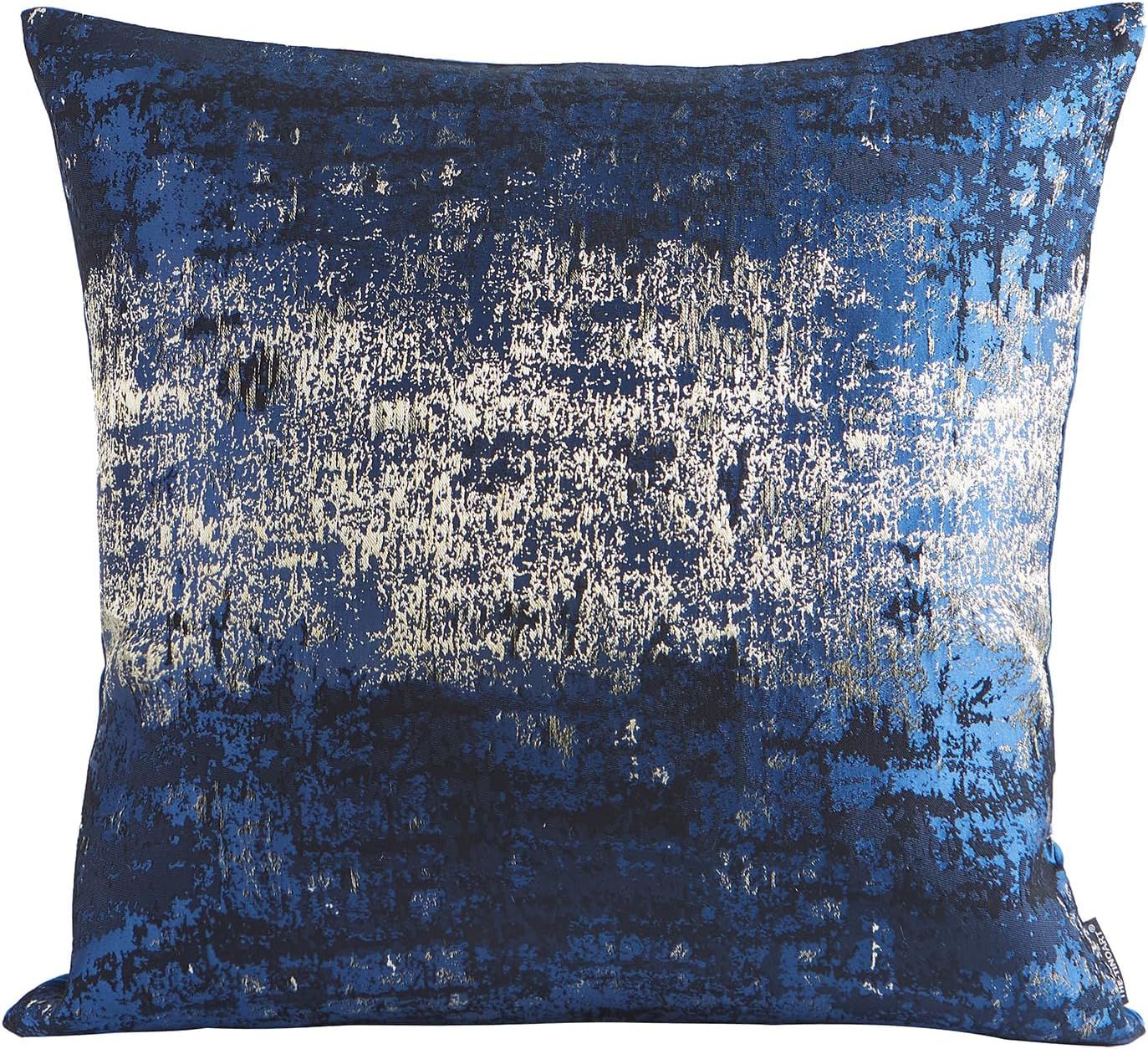 Navy and Gold Jacquard Velvet 20" Throw Pillow Cover