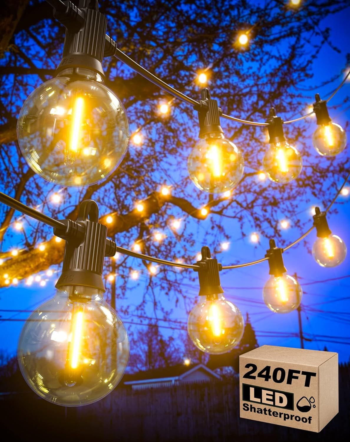 240FT Warm White LED Outdoor Globe String Lights