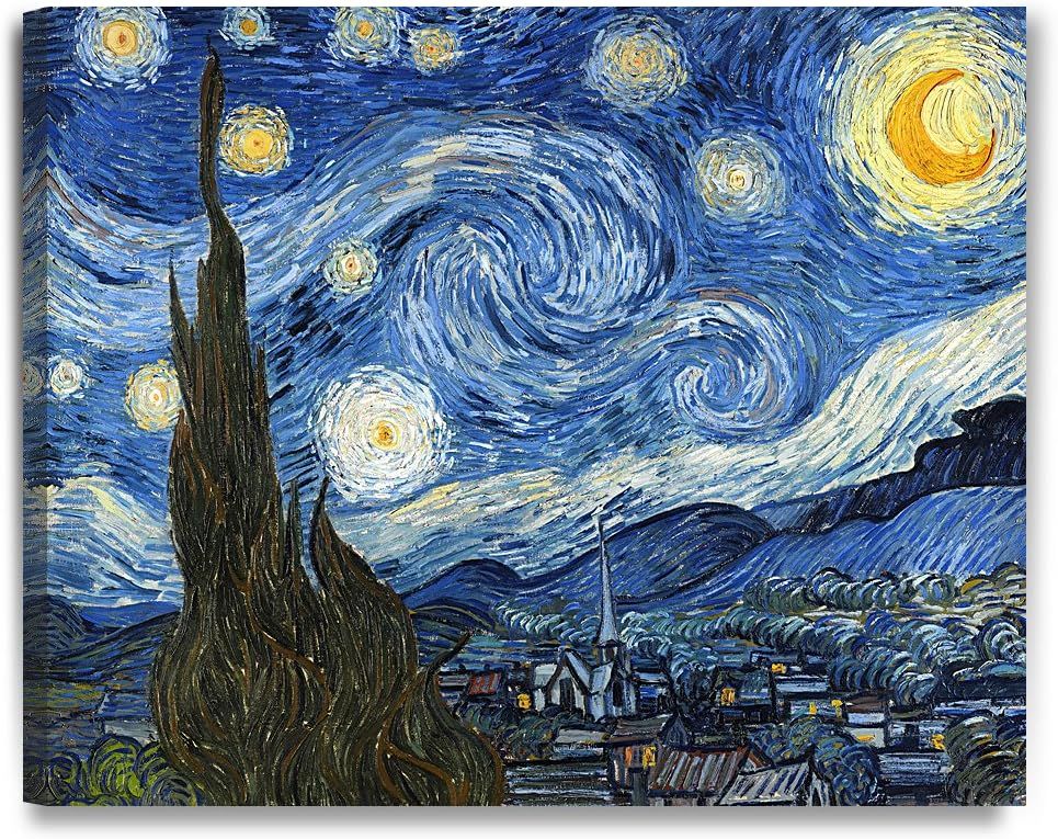 Starry Night Vincent Van Gogh Framed Canvas Print 30x24