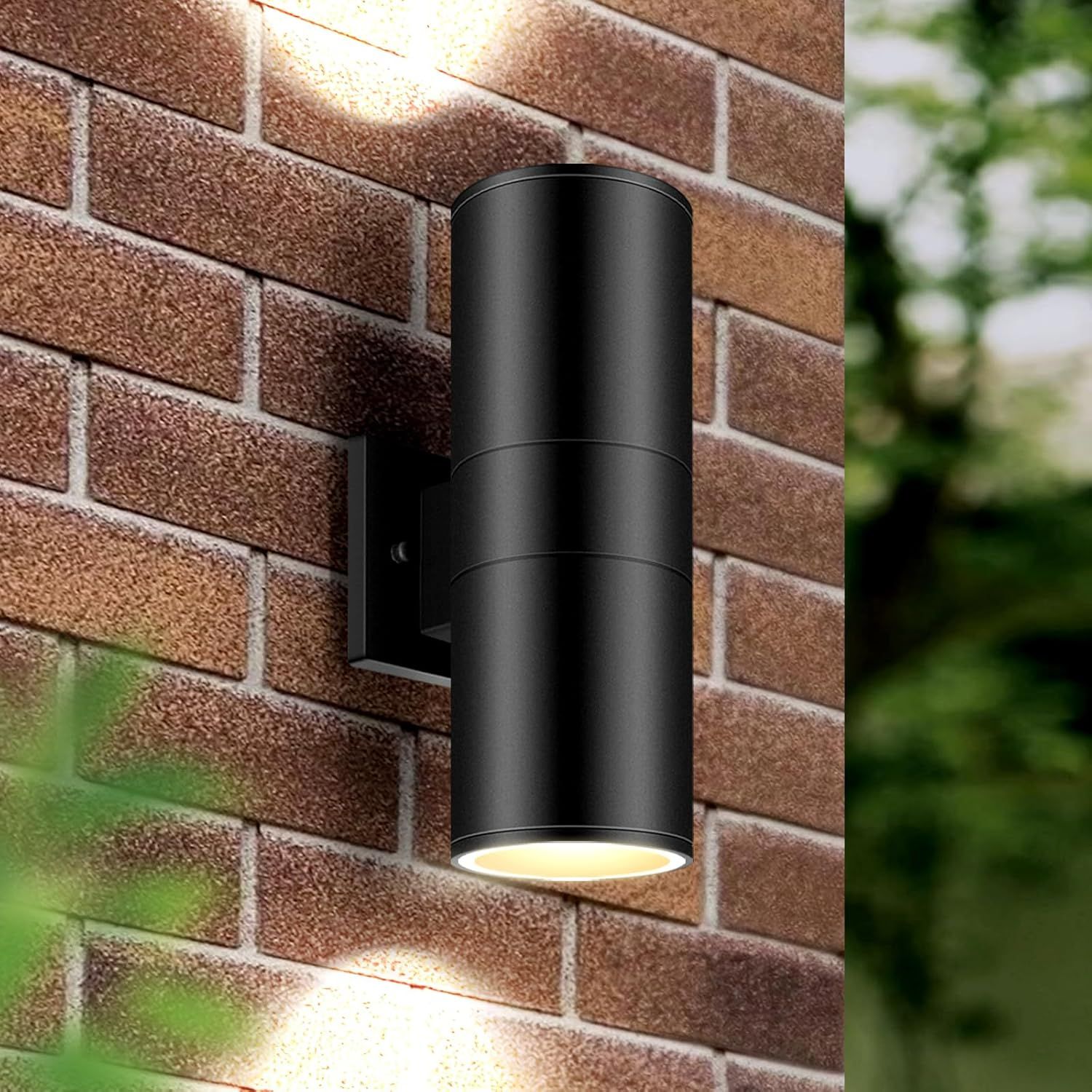 Black Aluminum Cylinder Outdoor Wall Sconce with LED Light