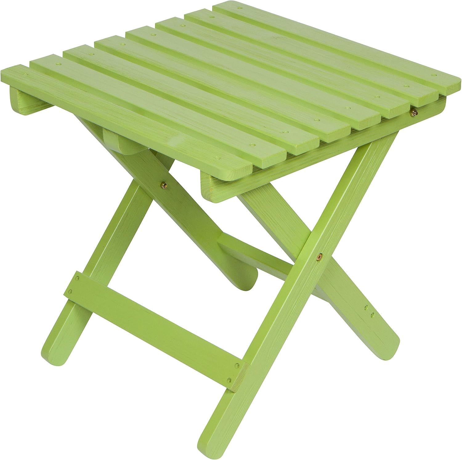 Lime Green Cedar Wood Folding Outdoor Side Table