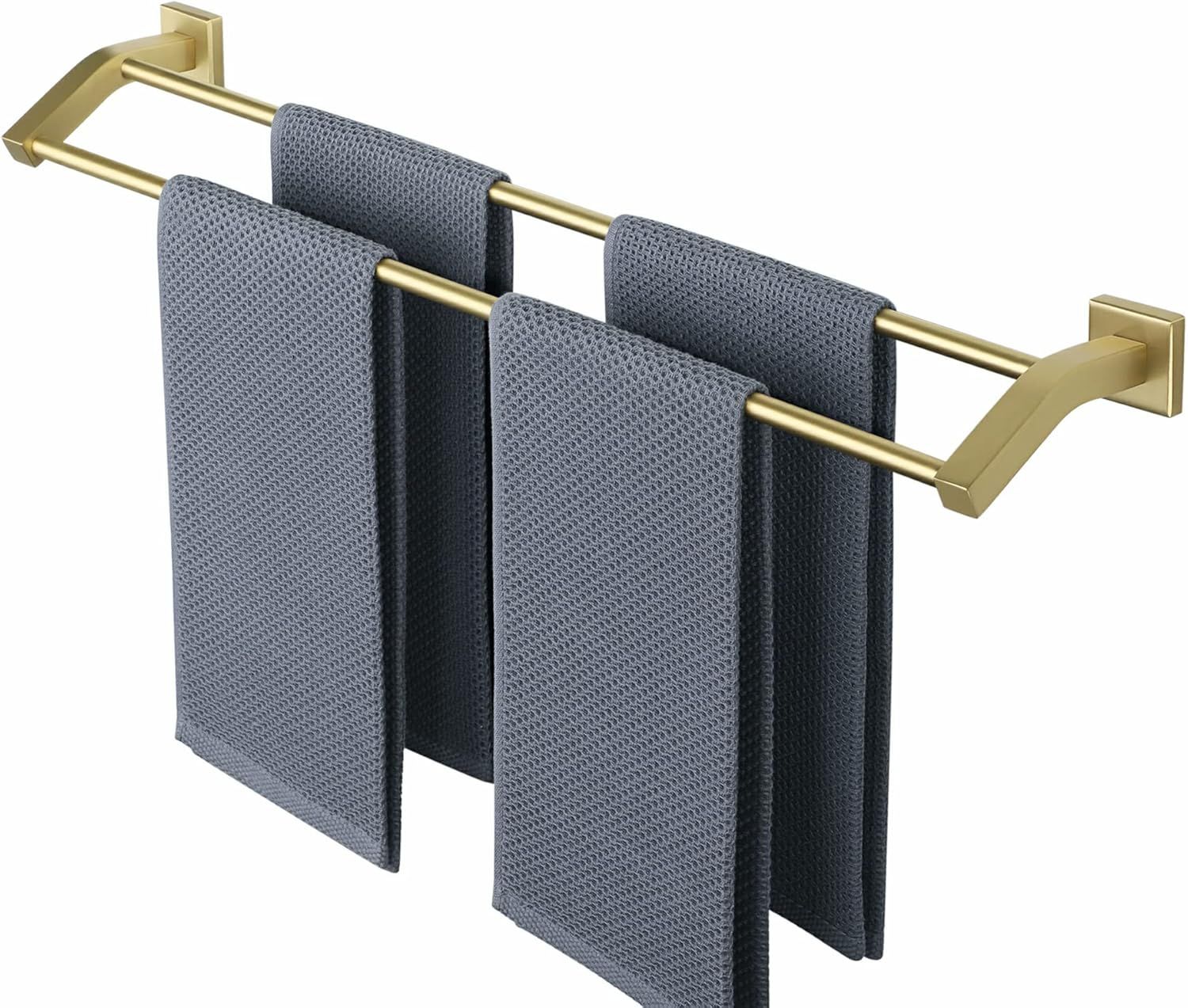 Brushed Gold Stainless Steel Wall Mounted Double Towel Rack