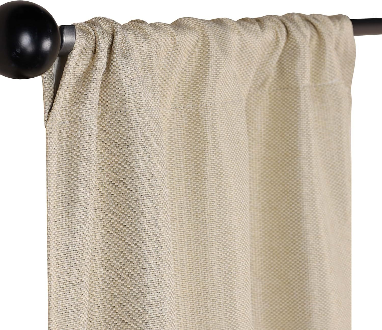 Beige Textured Blackout Polyester Rod Pocket Window Panels 26" x 63"