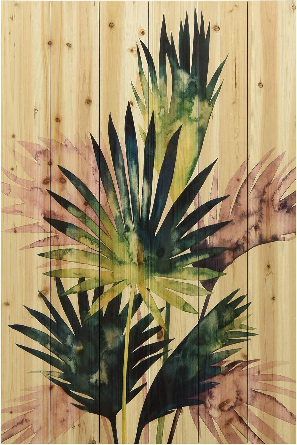 Twilight Palms Multicolor Fir Wood Wall Art Print