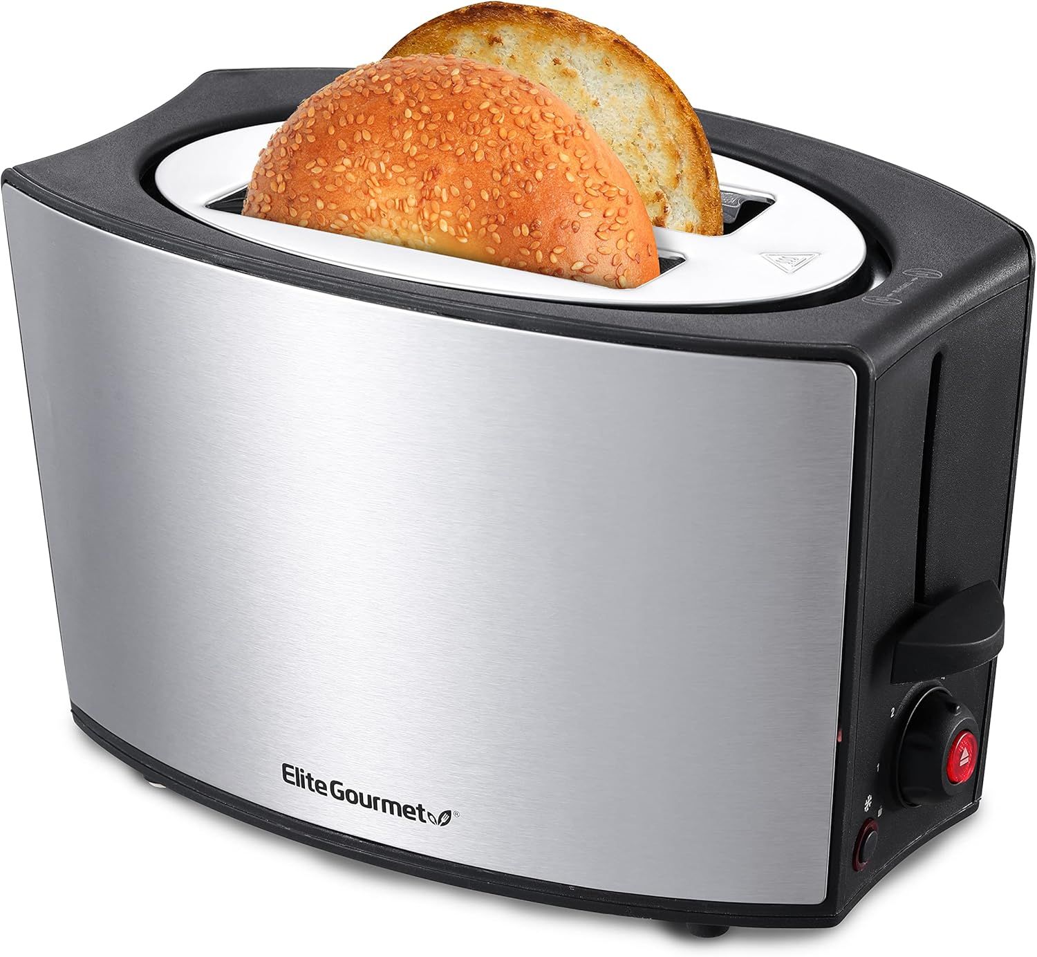 Elite Gourmet Stainless Steel 2-Slice Digital Toaster with Wide Slot