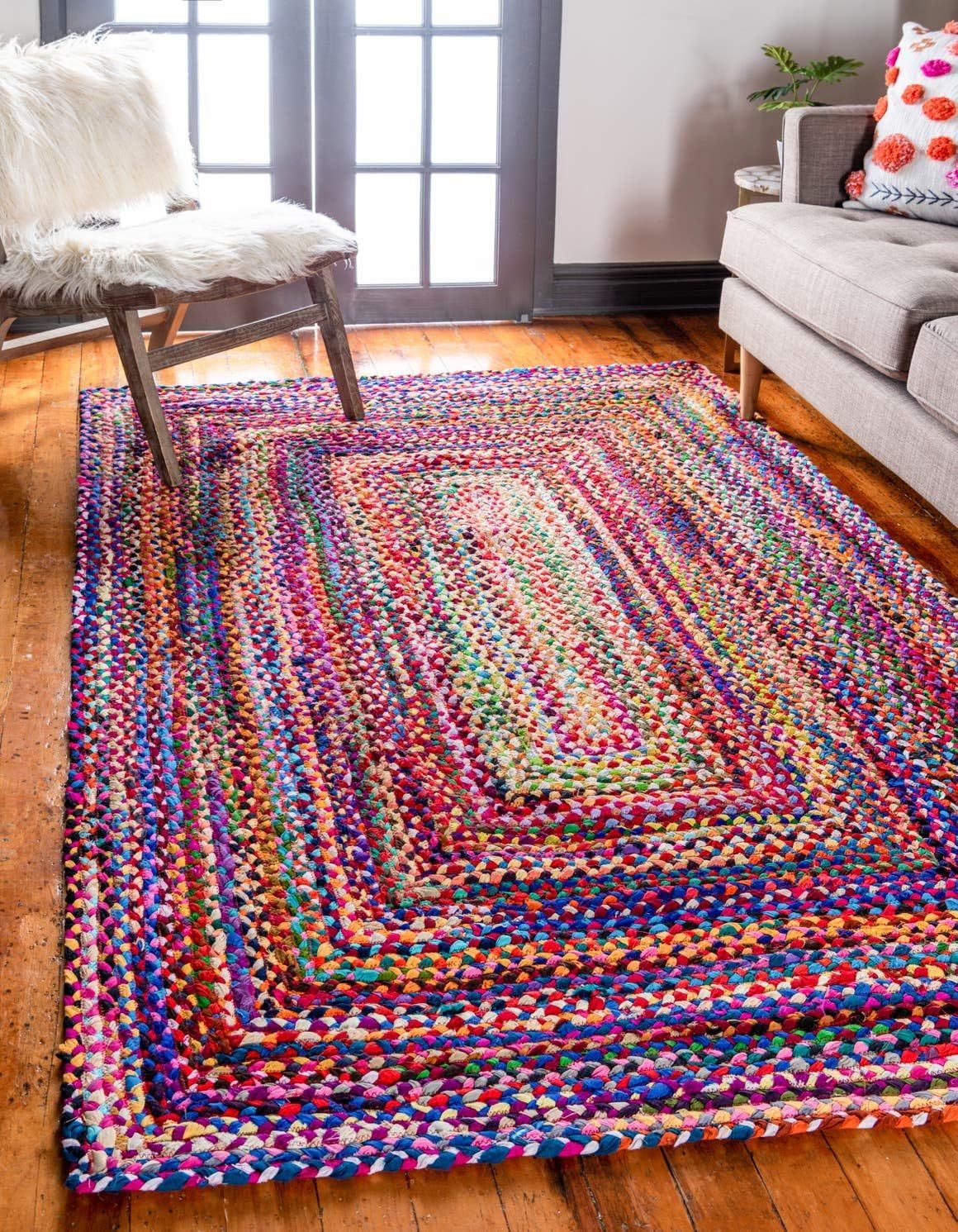 Handmade Colorful Braided Chindi Rectangular Rug 3x5