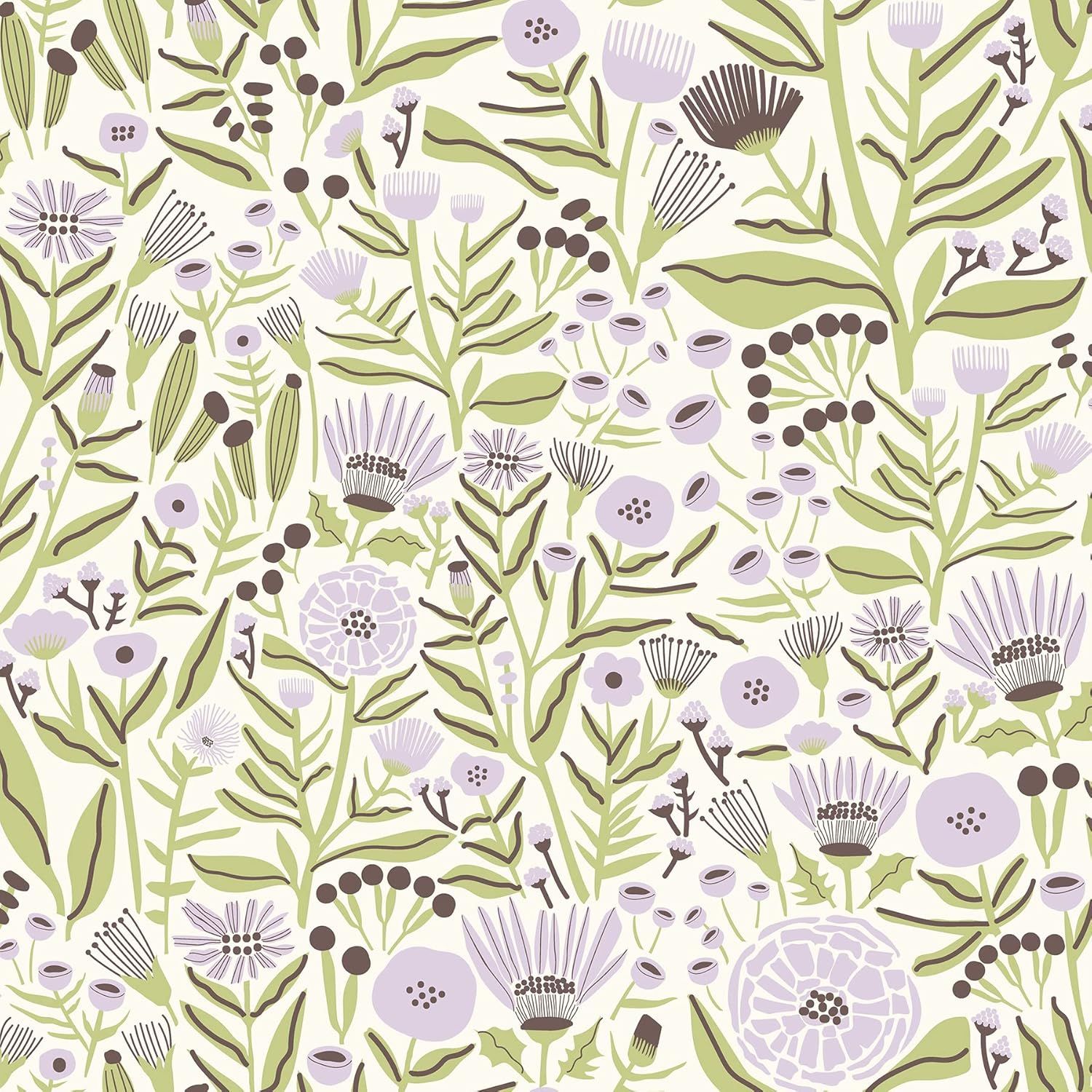 Leah Duncan Lilac Marigold Forest Peel & Stick Wallpaper, Purple