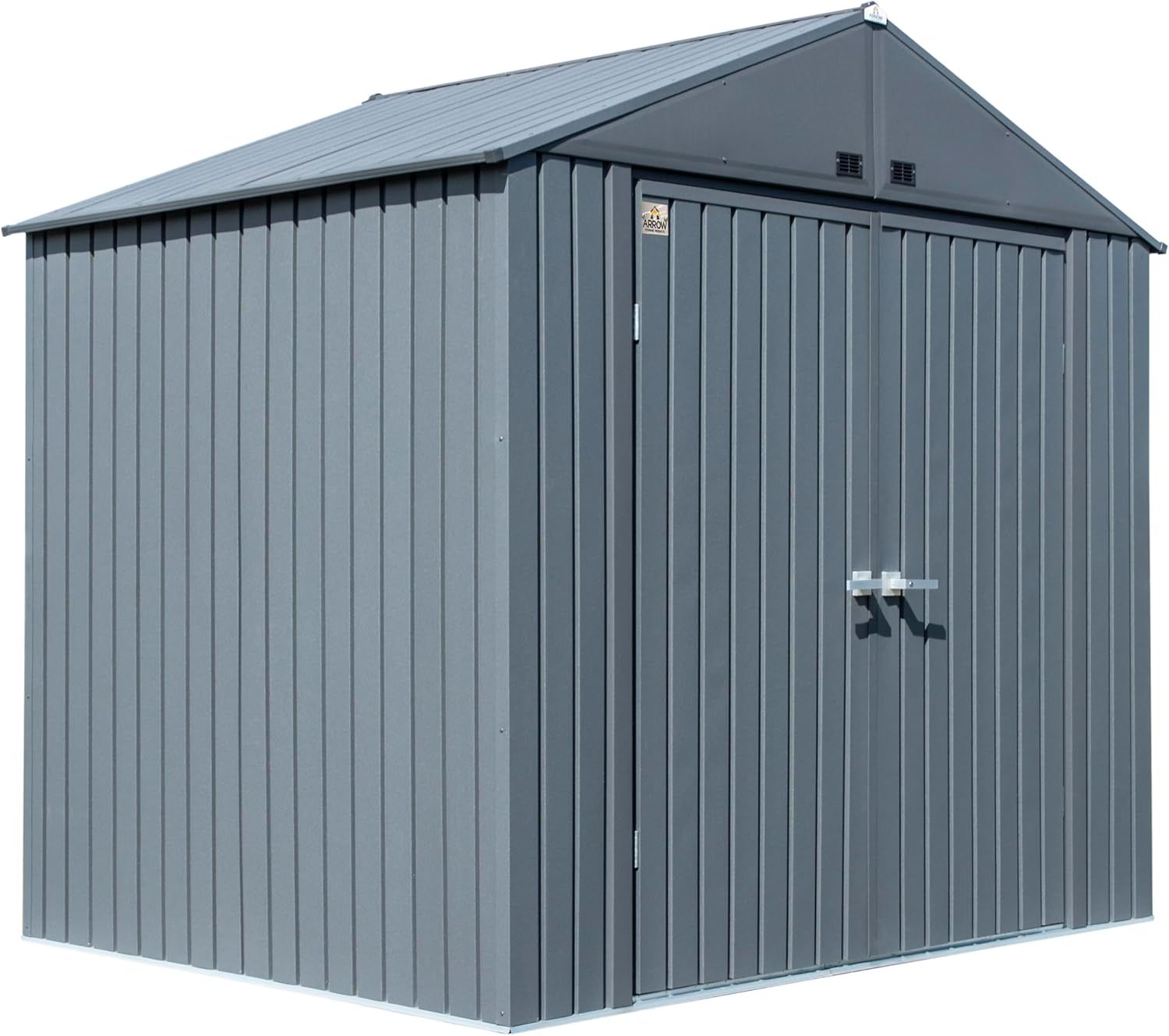 Elite 8' x 6' Gray Steel Storage Shed with Swing Doors