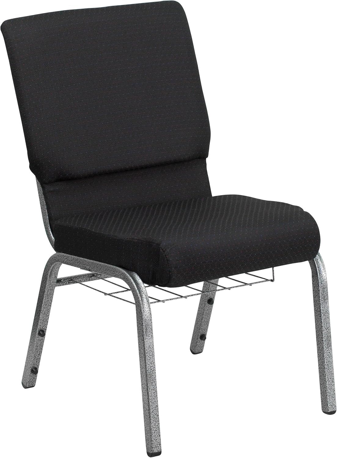 Elegant Black Fabric and Silver Steel Stacking Chair