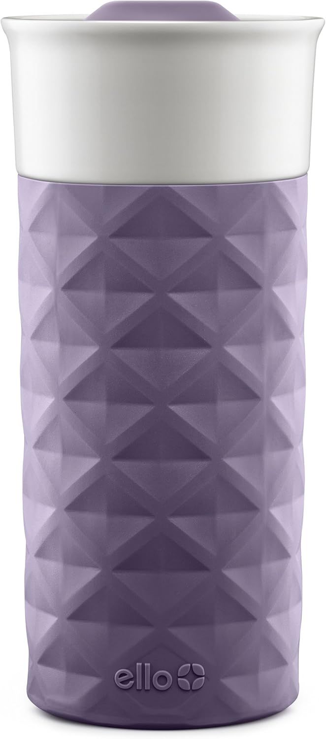 Purple Ceramic Travel Tumbler with Silicone Sleeve