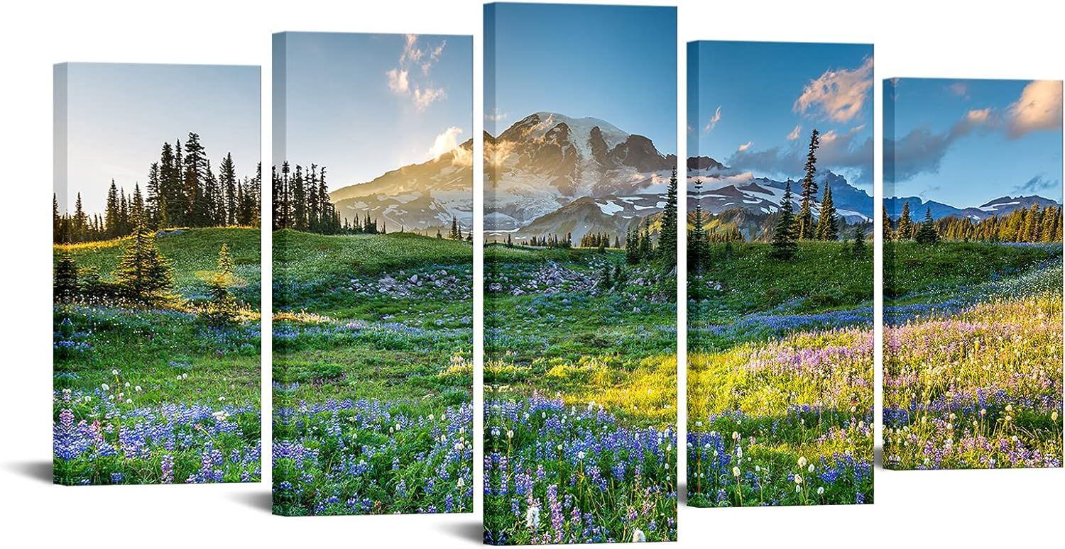 Mount Rainier Sunrise Landscape Multi-Panel Canvas Wall Art