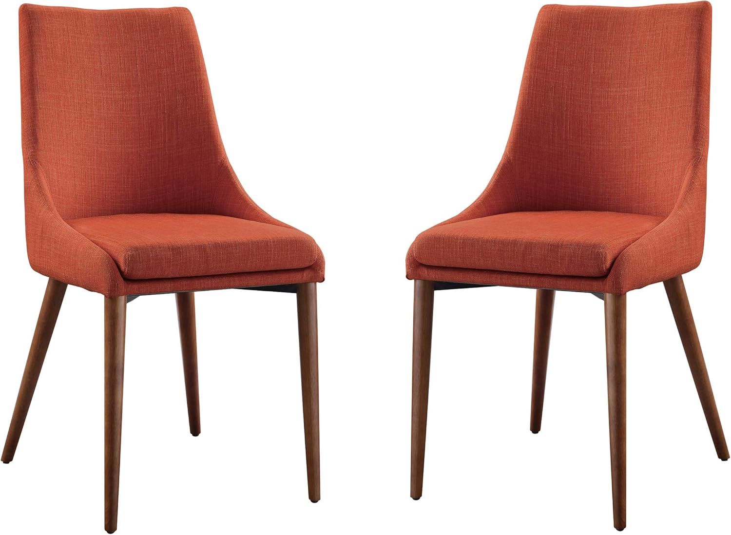 Contemporary Tangerine Upholstered Wood Side Chair