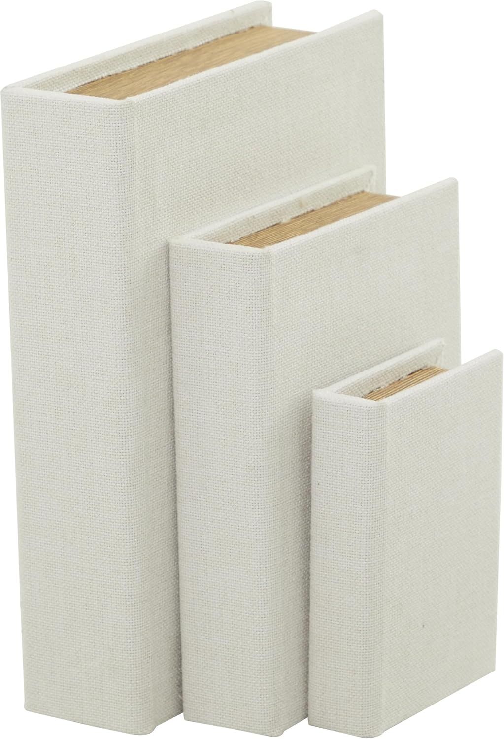 White Linen Fabric Rectangular Lidded Storage Boxes with Dividers